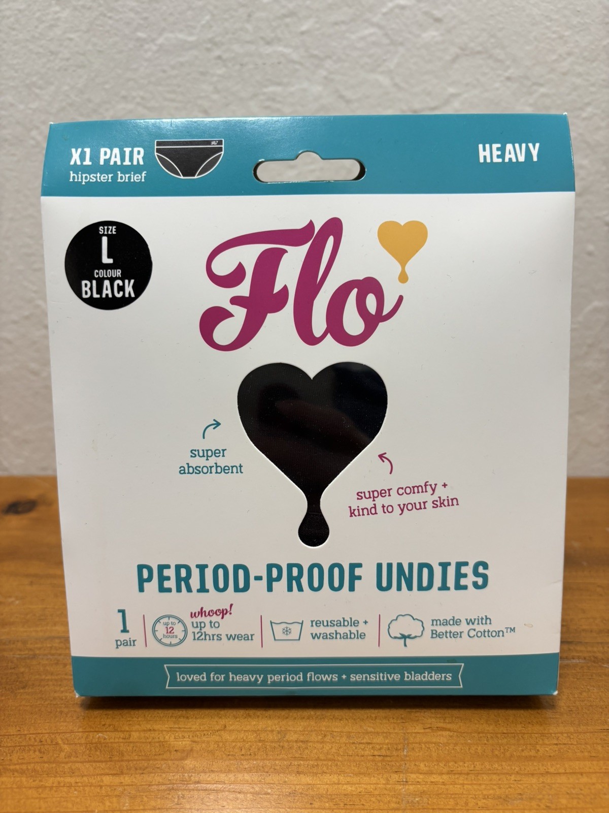 Flo Period-Proof Undies, Hipster Brief , Washable, Size L