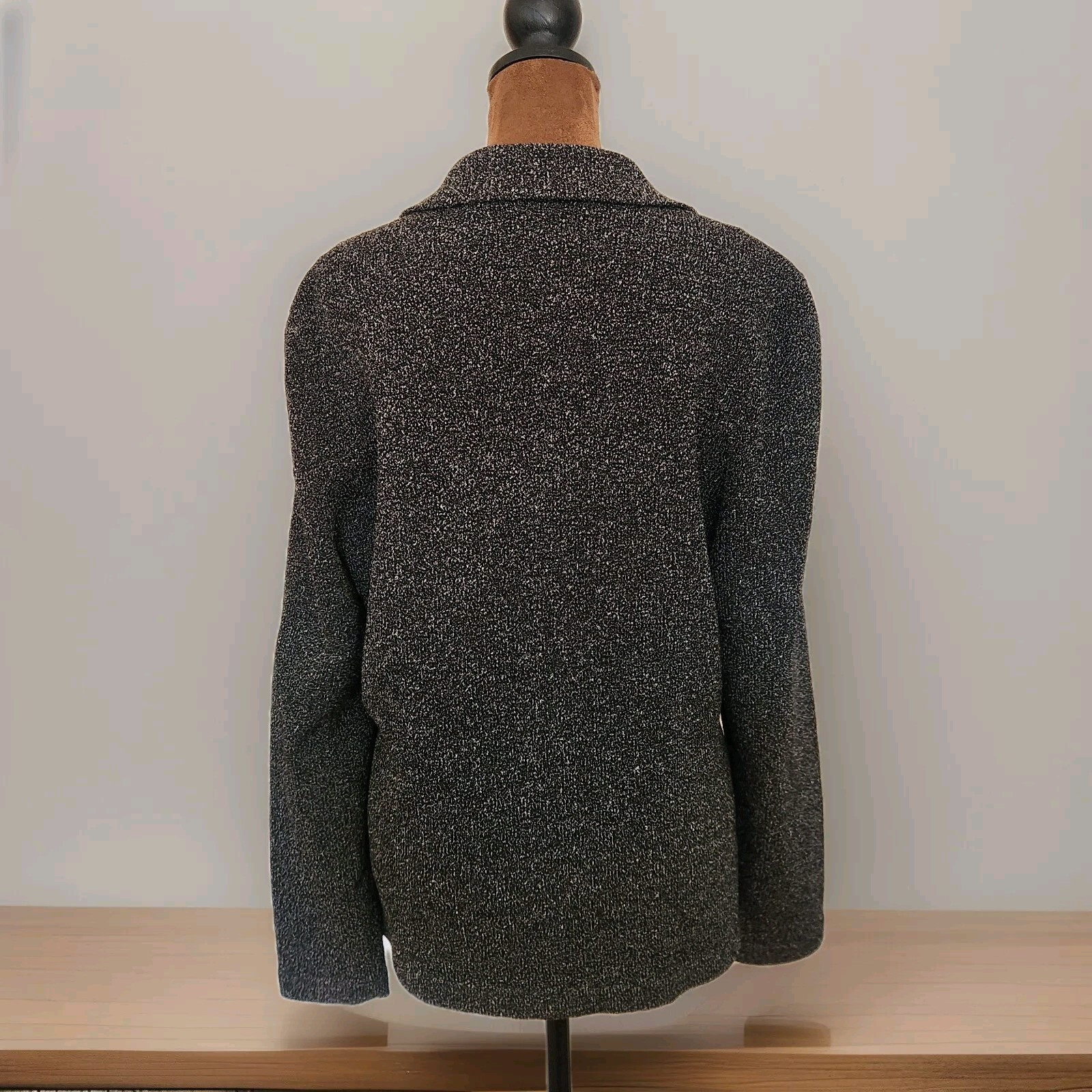 J.S.S Knit Jacket Women’s Size M Gray Zip Wool Blend Button Accent Vintage USA