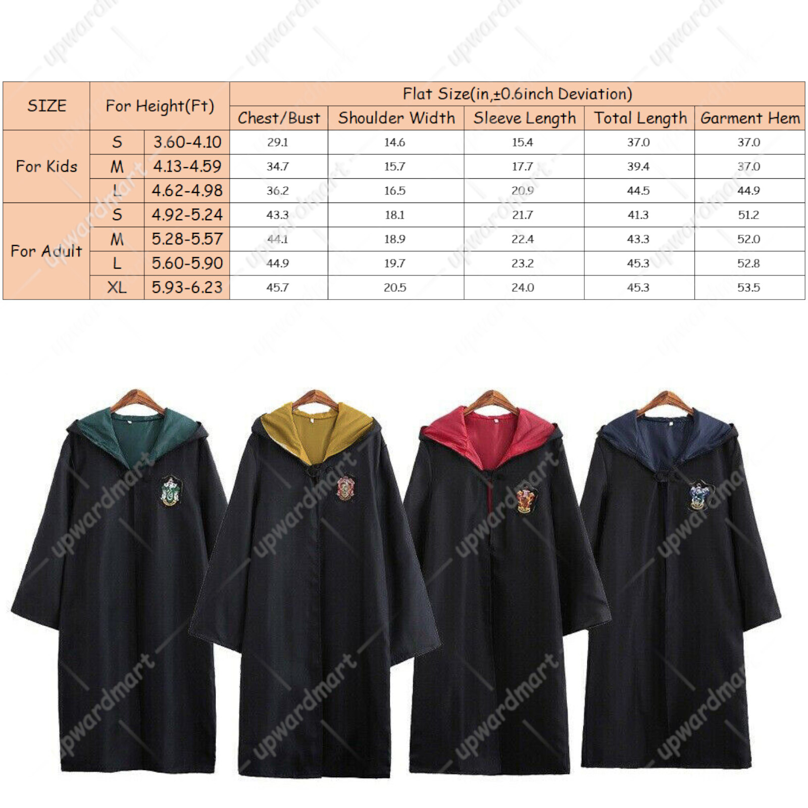 Harry Potter Children Adult Robe Cloak Gryffindor Slytherin Cosplay Costume US
