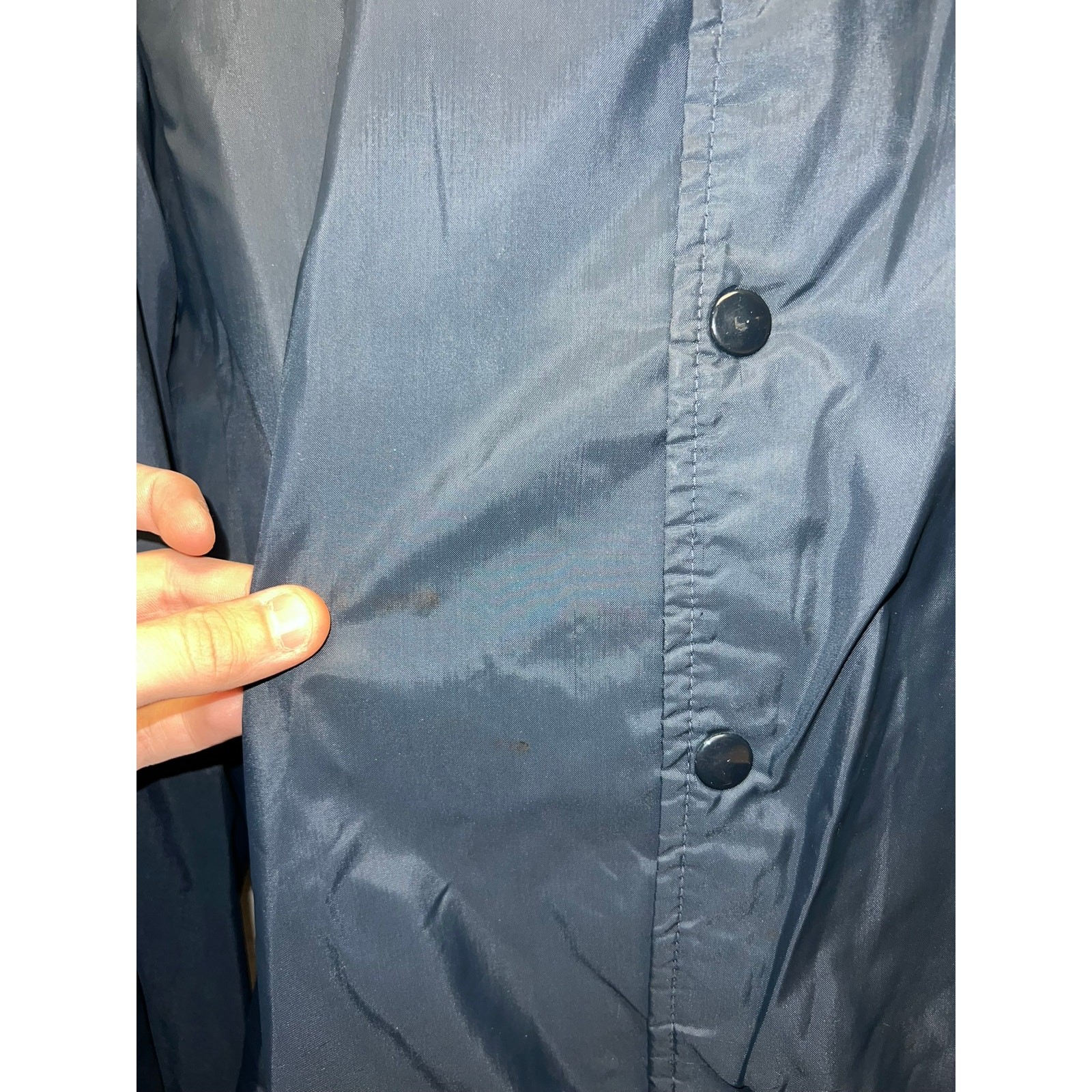 Vintage Sports Master Bomber Jacket Blue Button Up French Creek Camps Staff 80s