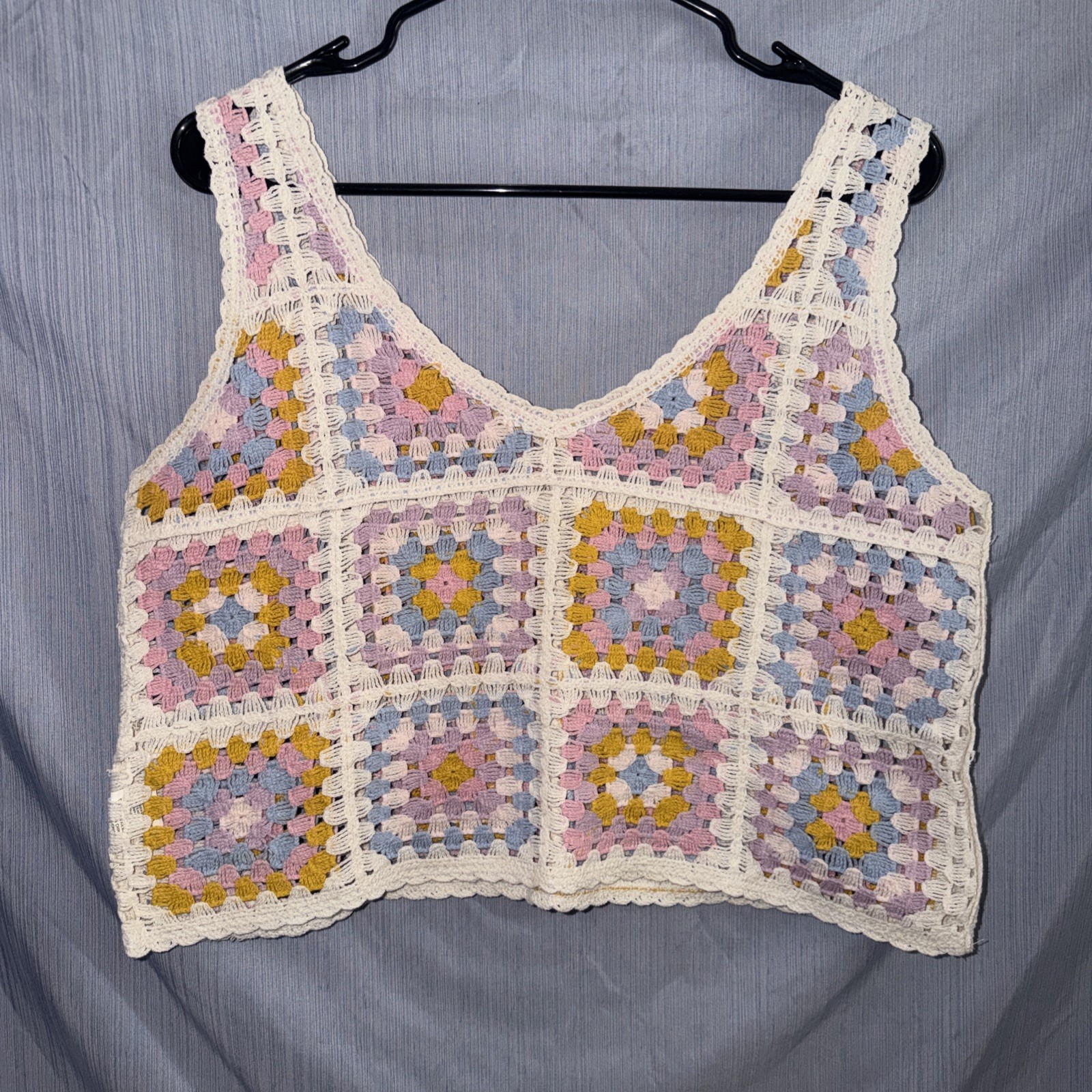 Granny Square Cropped Tank OSFM See Measurements and pics Boho, Festival