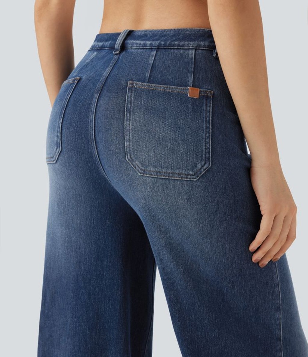 Halara Flex™ High Waisted Tummy Control Wide Leg Casual Jeans with Pockets SZ XL