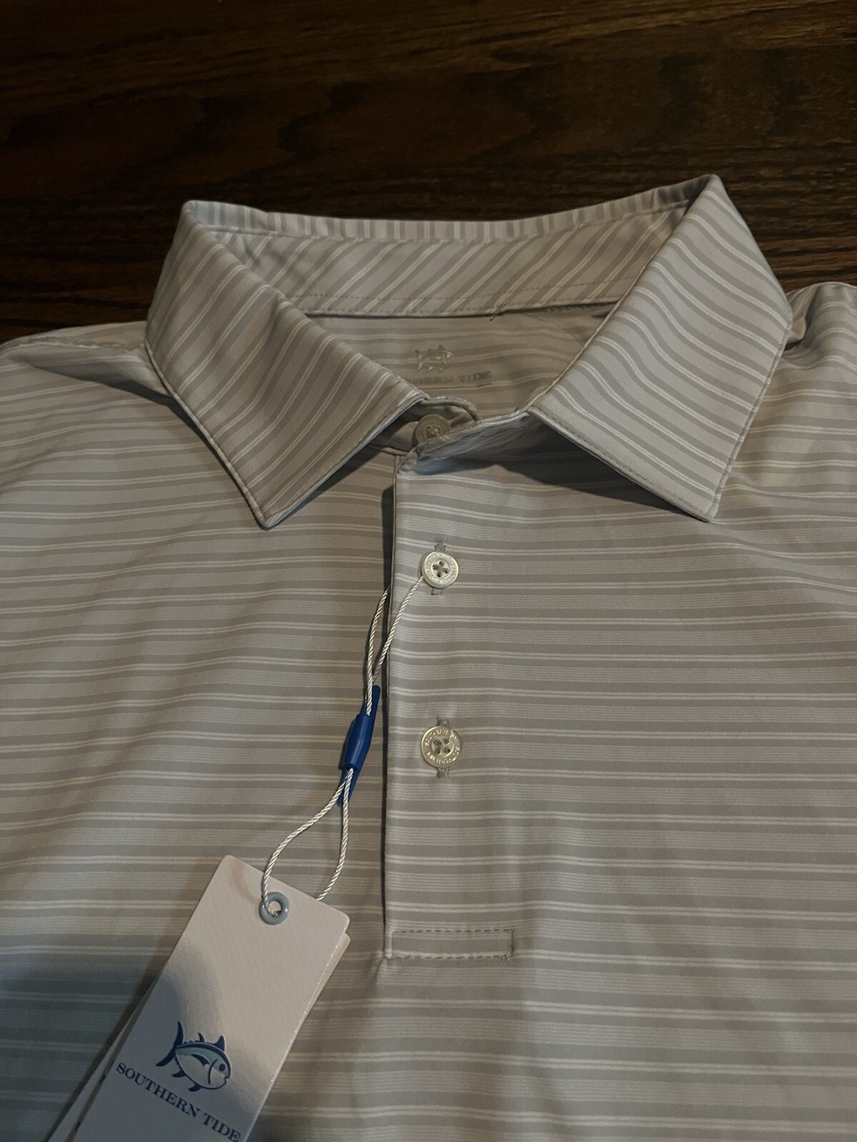 NWT Southern Tide Brrr Bowen Striped Men’s Sz XL Performance Polo Shirt Grey $99