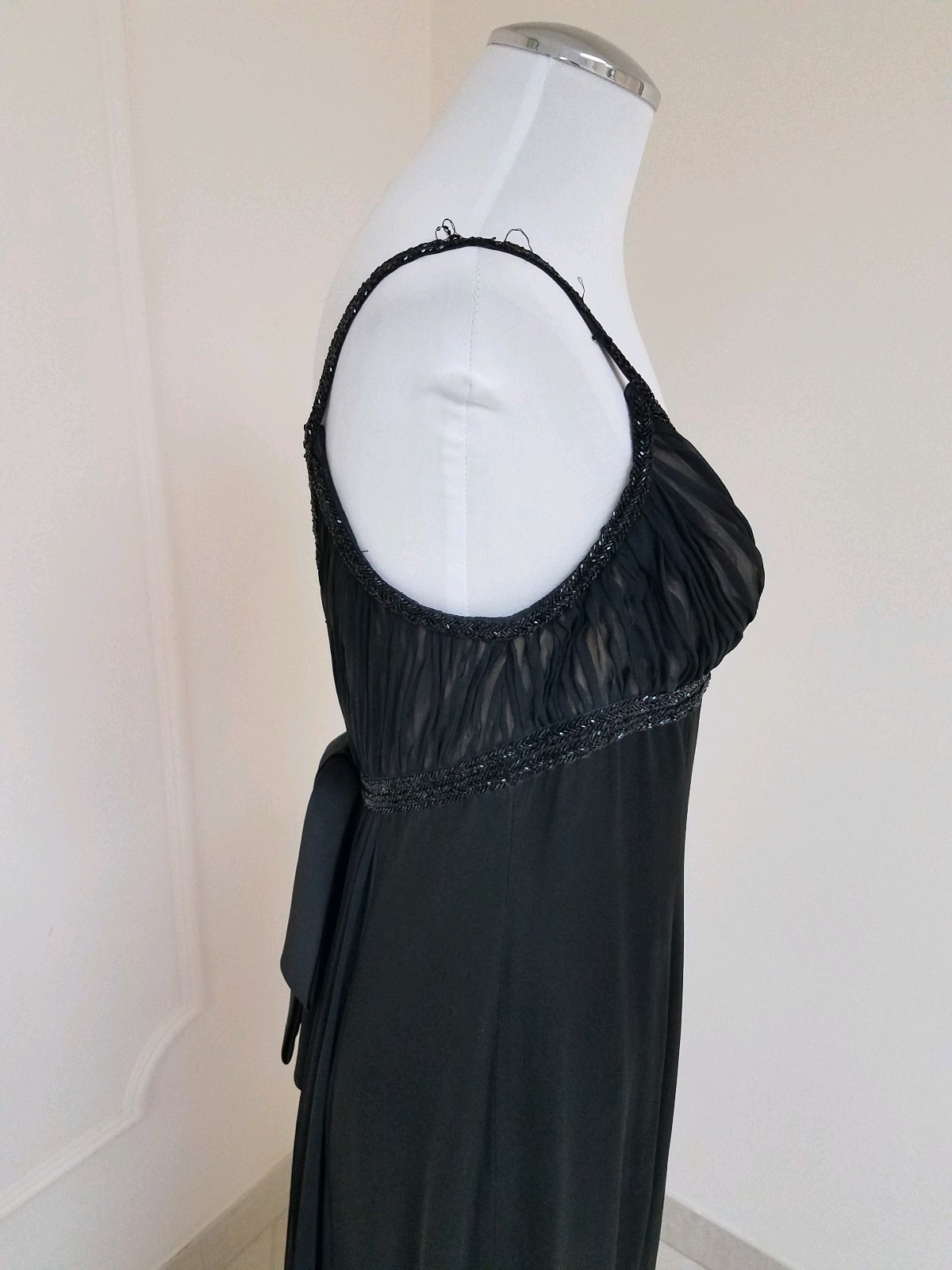 $1785 “Carmen Marc Valvo SIGNATURE” Fish Tail Bow Black Glamour Gown Dress 8 Med