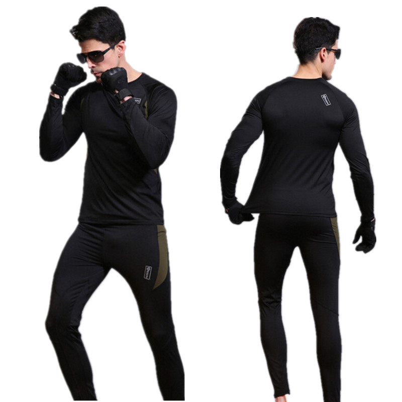 Men Thermal underwear Long Johns Shirt Sweater + fleece Pants and Tops Set