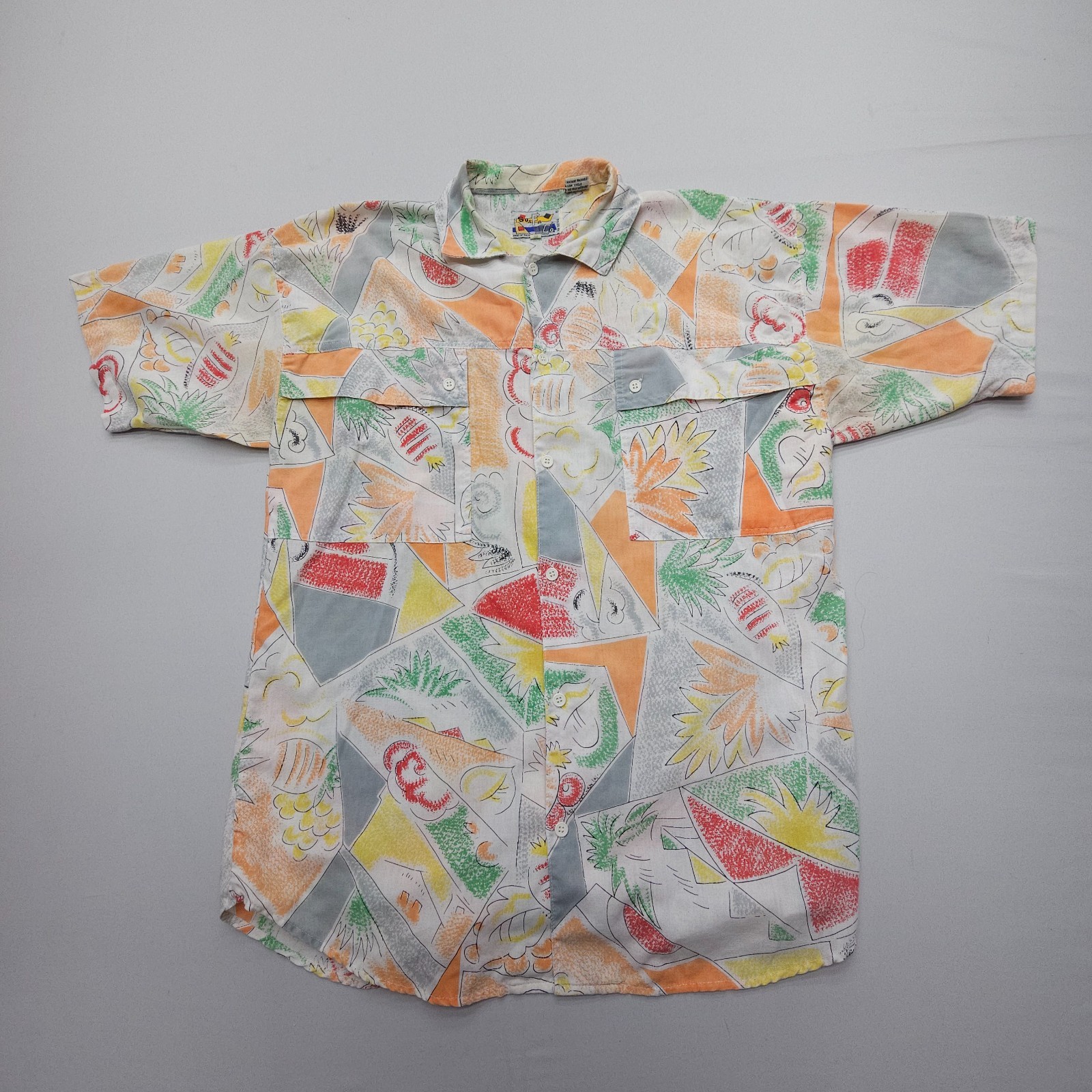 Vintage Surf & Co Hawaiian Shirt Mens Medium Floral Abstract Mod Novelty Print