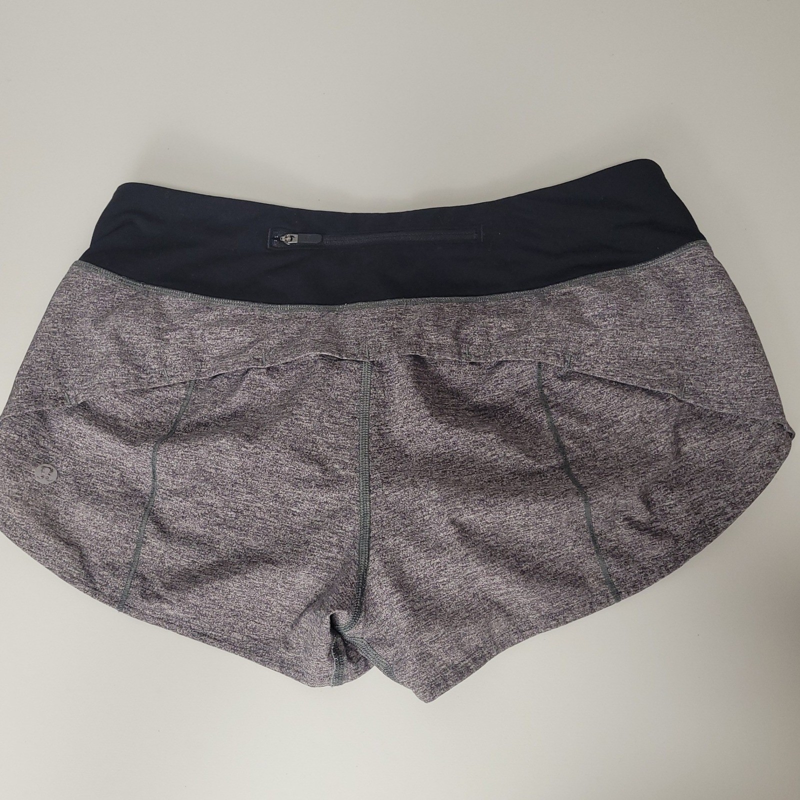 Lululemon Speed Up Shorts Heathered Gray Black Running Athletic Women Size 6 Reg