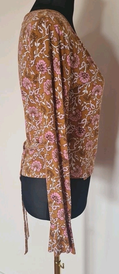 Arnhem Soi Gypsy Brown Pink White Bohemian Hippie Wrap Around Top 10 👇check