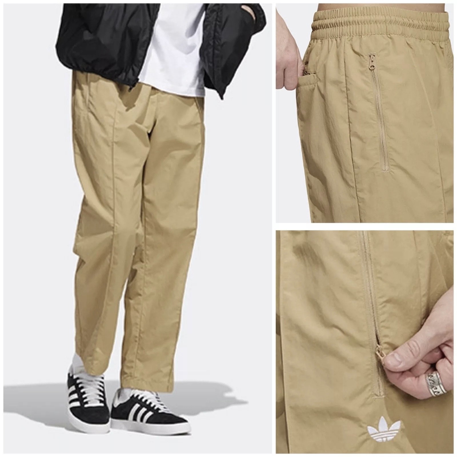 NWT ADIDAS Originals Gender Neutral Beige Pintuck Pants Size M Unisex IJ0988