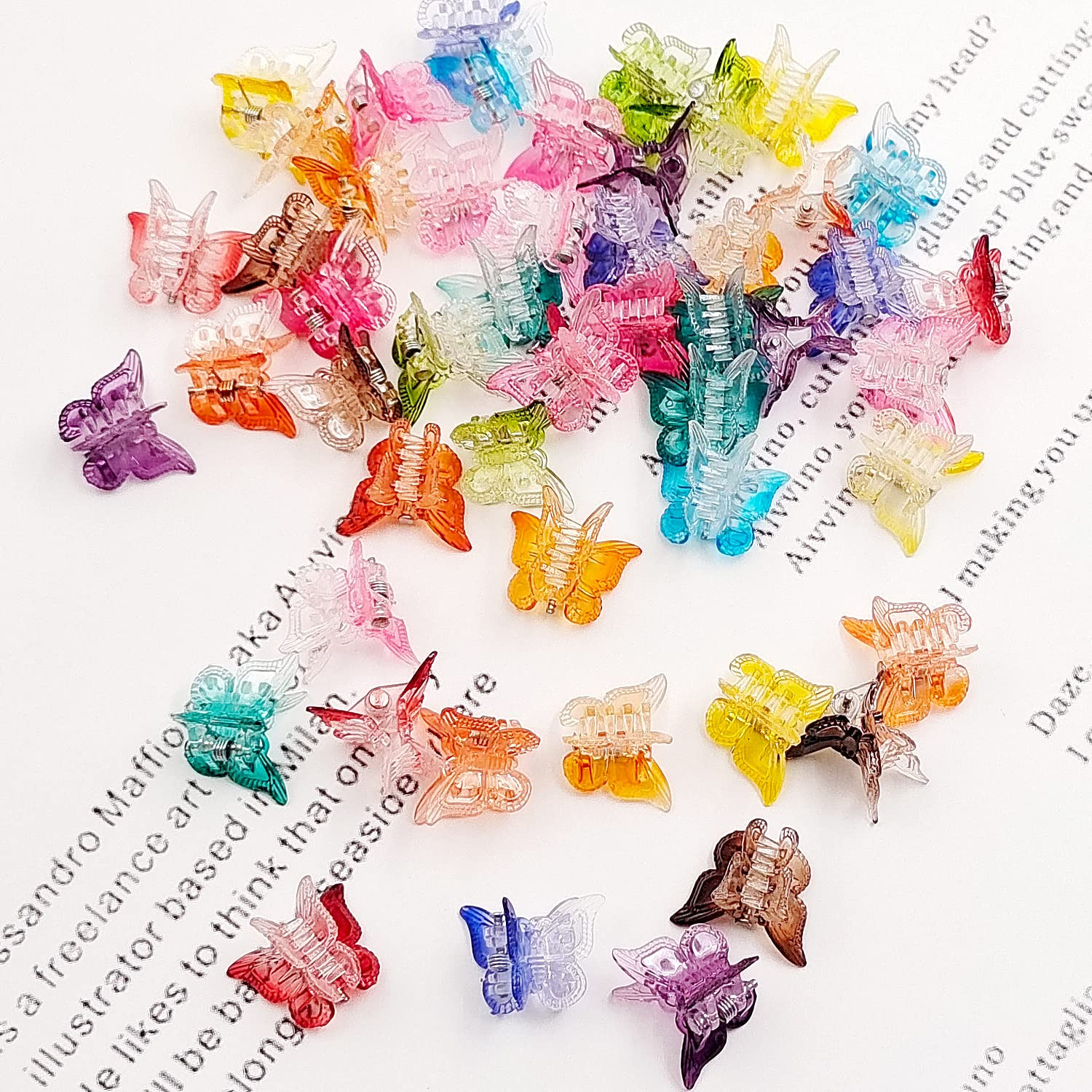 50 Packs Assorted Color Butterfly Hair Clips, Beautiful Mini Butterfly Hair Clip