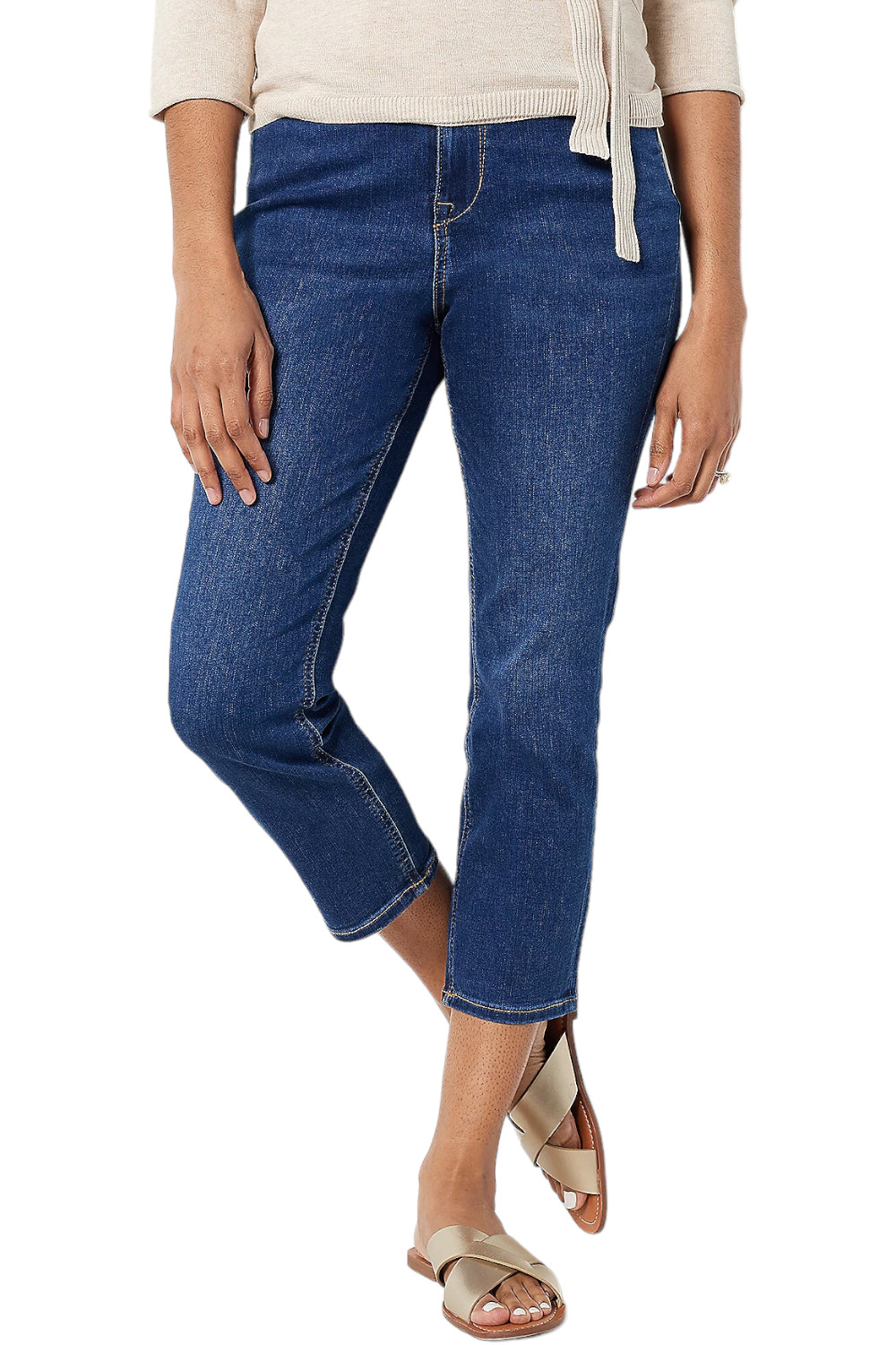 Encore by Idina Menzel High Waisted Crop Jeans Indigo Dark Wash