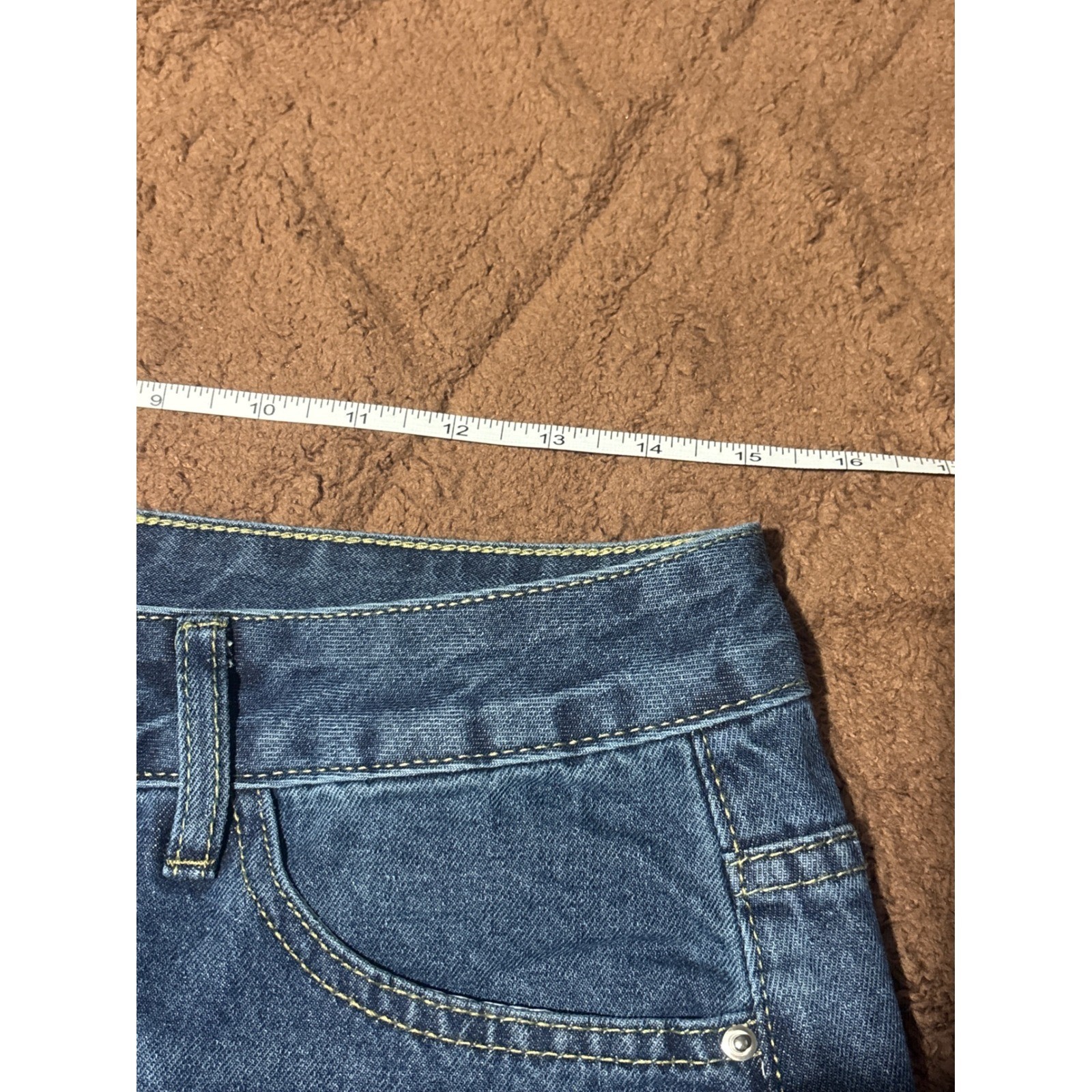 Blue Denim Maxi Skirt High Waisted Two Tone Asymmetrical Slit Long Jean Skirt