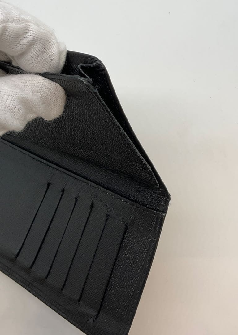 LOUIS VUITTON Epi Bi Fold Long Wallet Men s Black No Coin