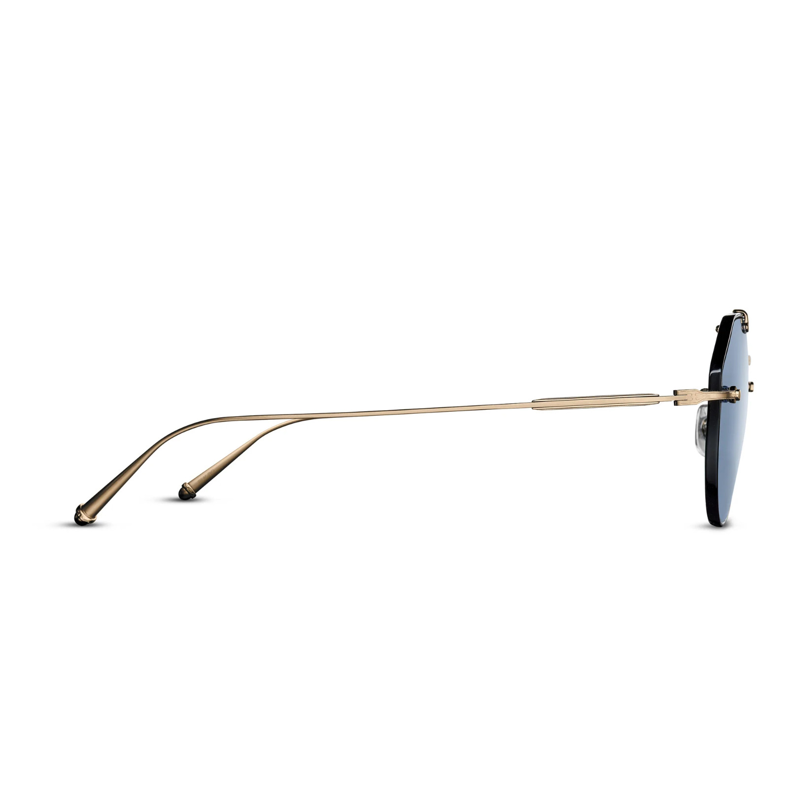 Matsuda M3121 Geometric Sunglasses Brushed Gold | Cobalt Blue Lenses