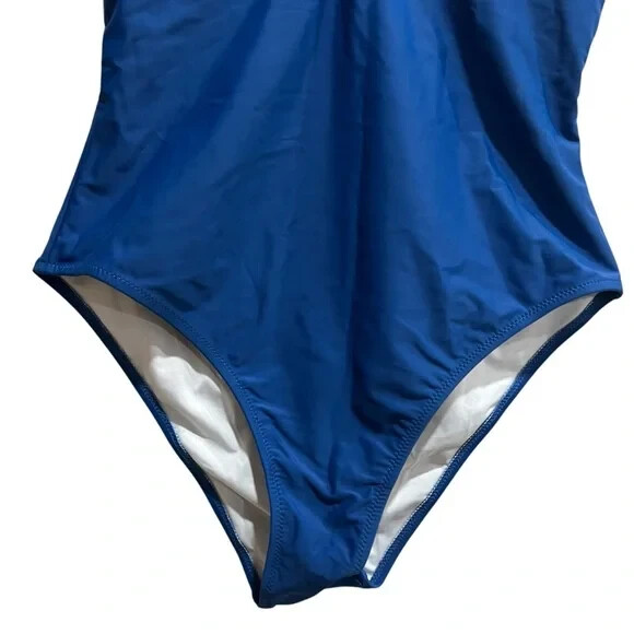 Shaperin Women’s Blue Deep V Neck One Piece Swimsuit