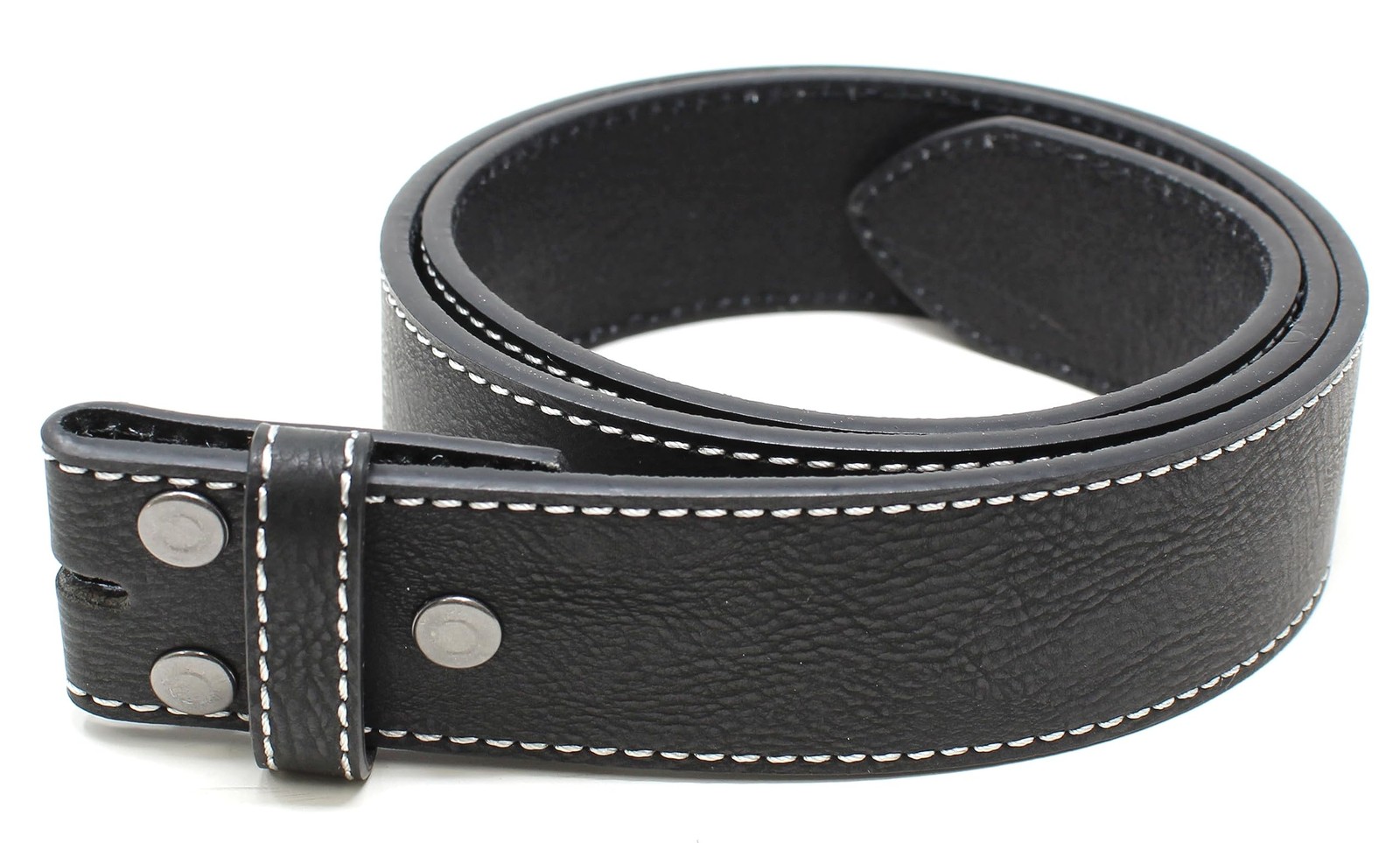 BC Belts Leather Belt Strap with Vintage Medium (32-34″ Waist), Black – White