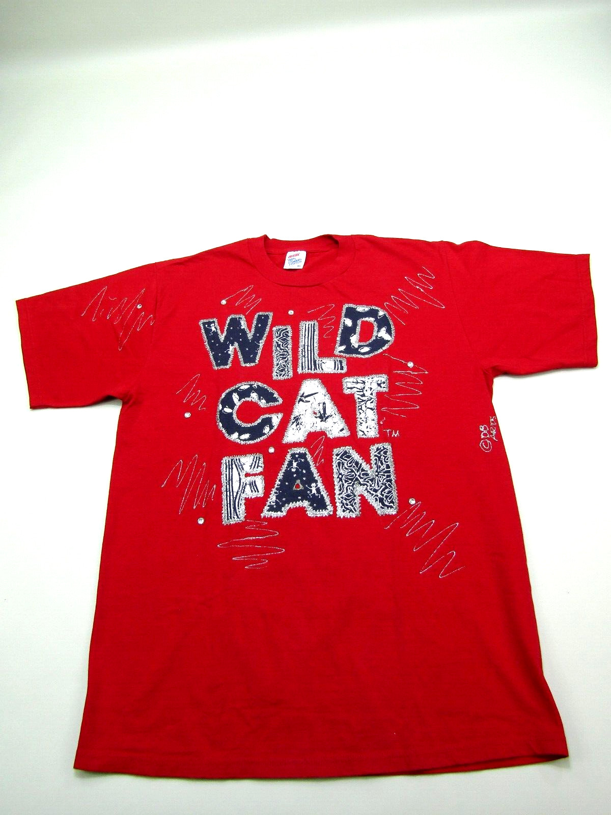 VTG Wildcat Fan T-Shirt Adult XL Handmade Arizona Wildcats Glitter College Retro