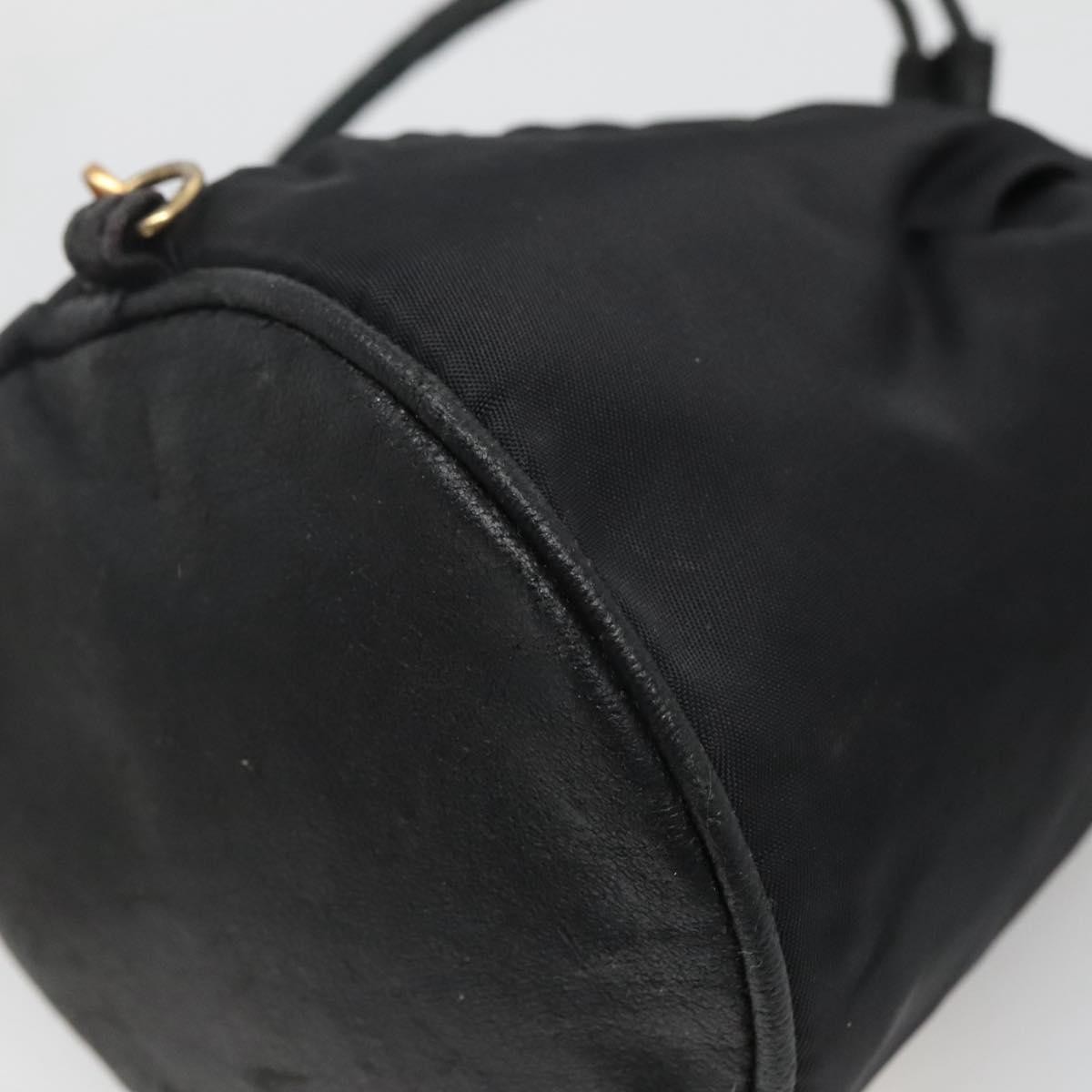 CELINE Pouch Nylon Black Gold Auth 129752