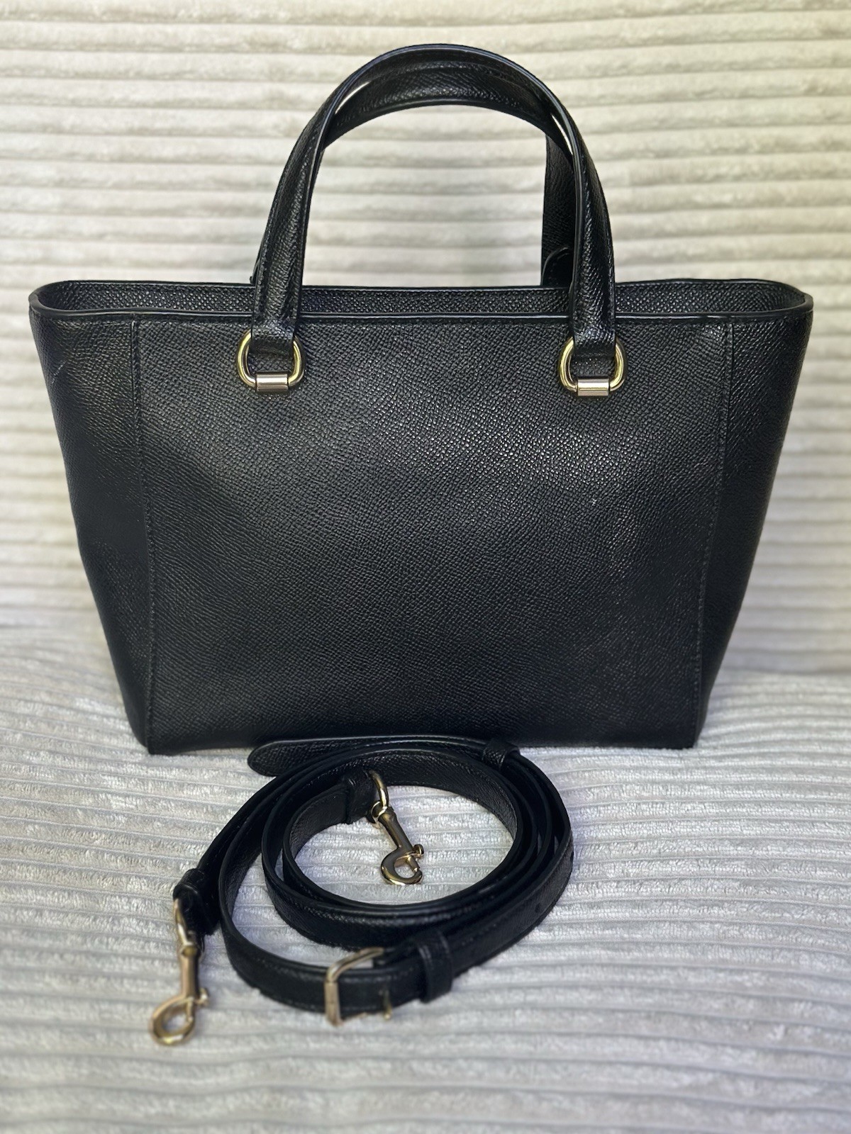 Coach Alice Small Satchel Black Leather Crossbody Purse Gold Hardware