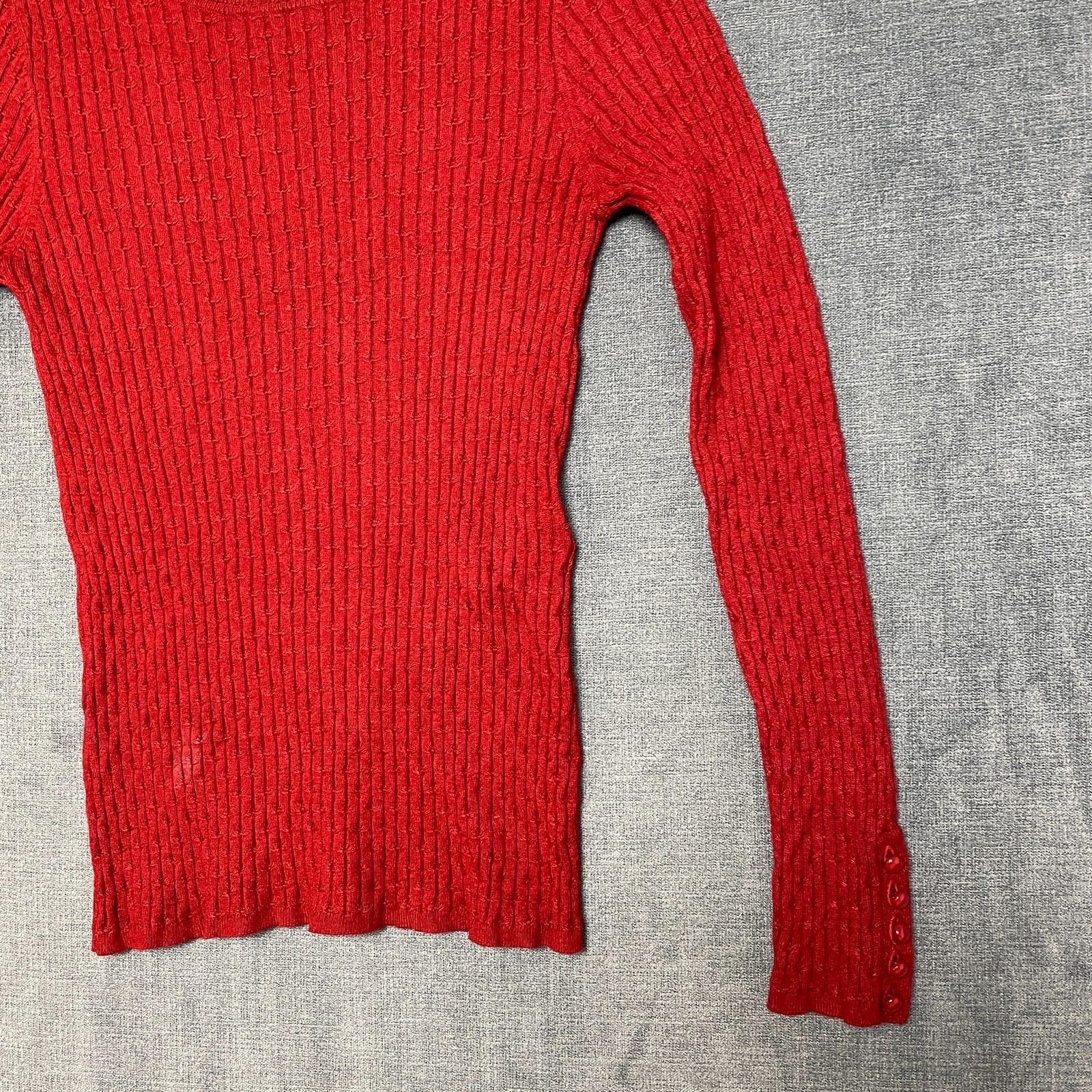 La Maille Sezane Sweater Womens Medium Red Ribbed Knit Round Neck Winter Wear