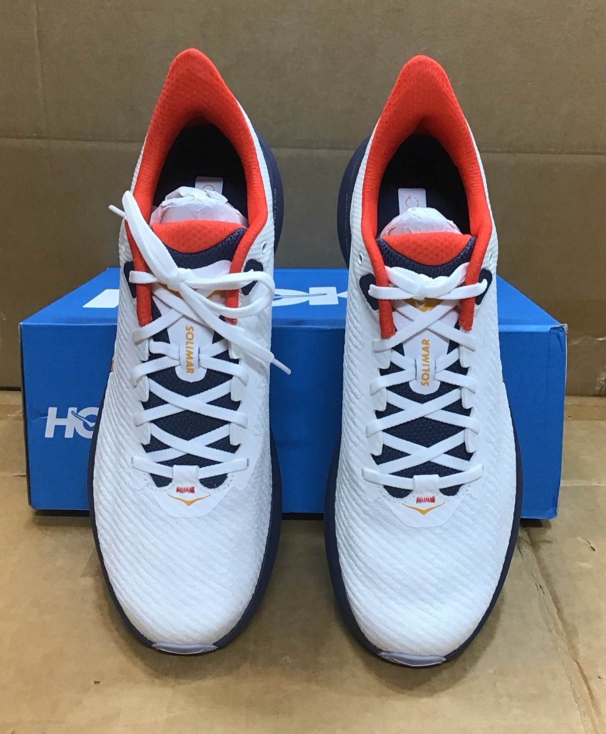 Hoka One One Solimar White Navy Running Shoes Mens 1123074 WTNT