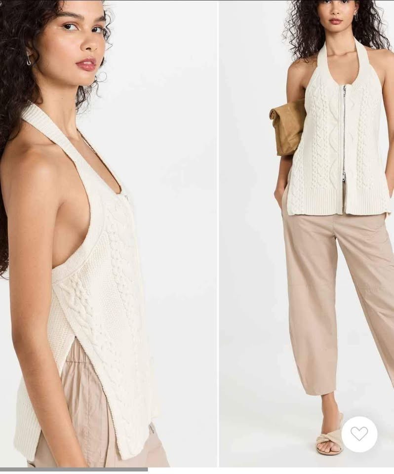 3.1 Phillip Lim Halterneck Medium Knit Off-white Wool Blend Front zip