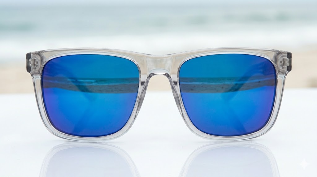 Costa Del Mar 06S2003 Tybee Shiny Light Gray Crystal Blue Mirror 580 glass lens