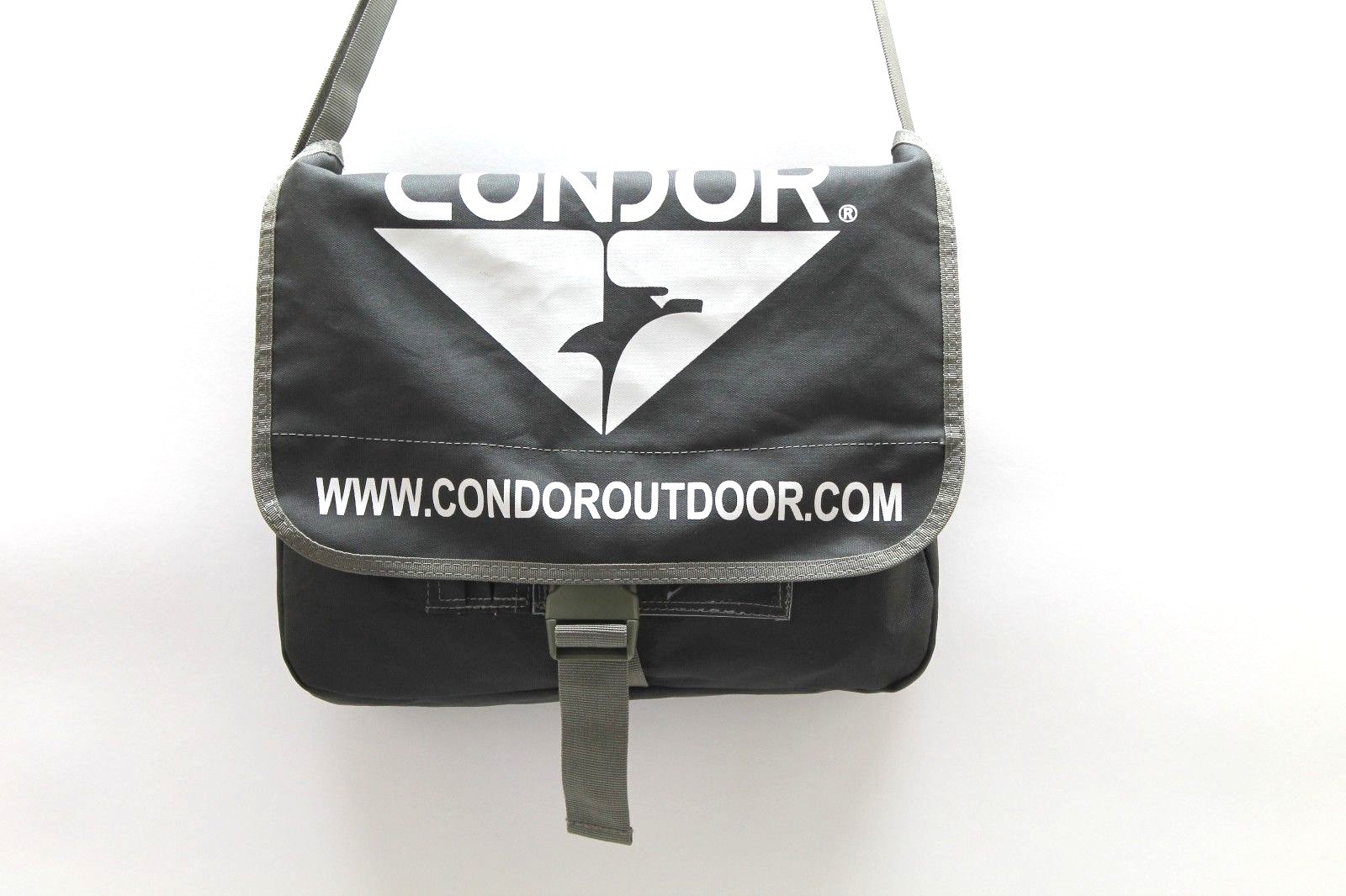 Condor nylon messenger bag carry on grey 14 1/2in W x 4in D x 12in H each E7353