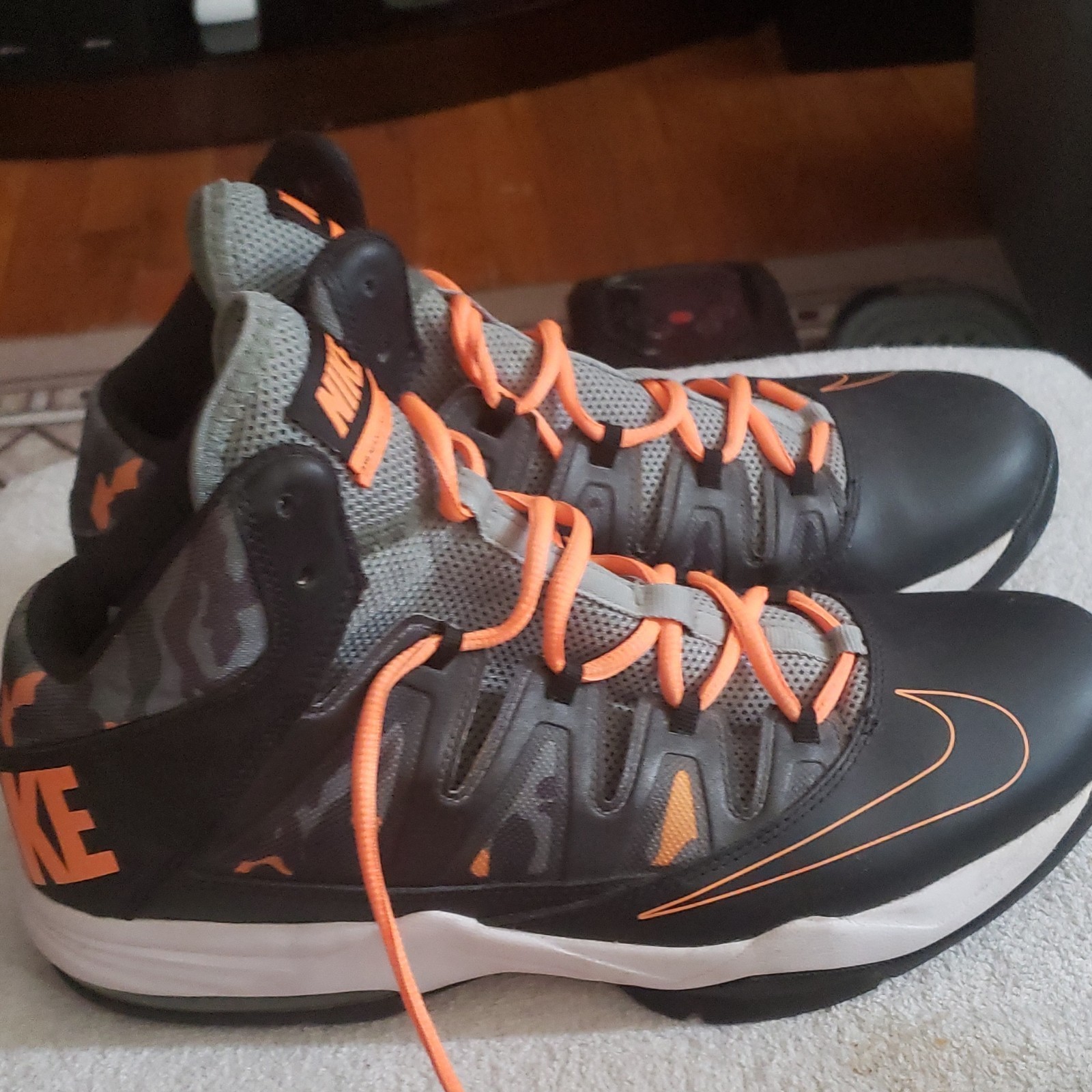 Nike Men’s Air Max Hyperposite Sneakers Lace Up Black Gray Orange