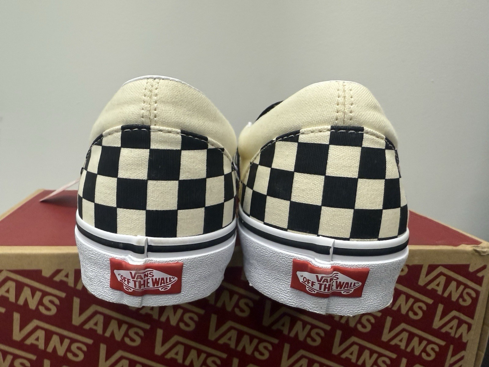 VANS Classic Slip-On Canvas Shoes Black White Checkerboard VN000EYEBWW Men’s Sz