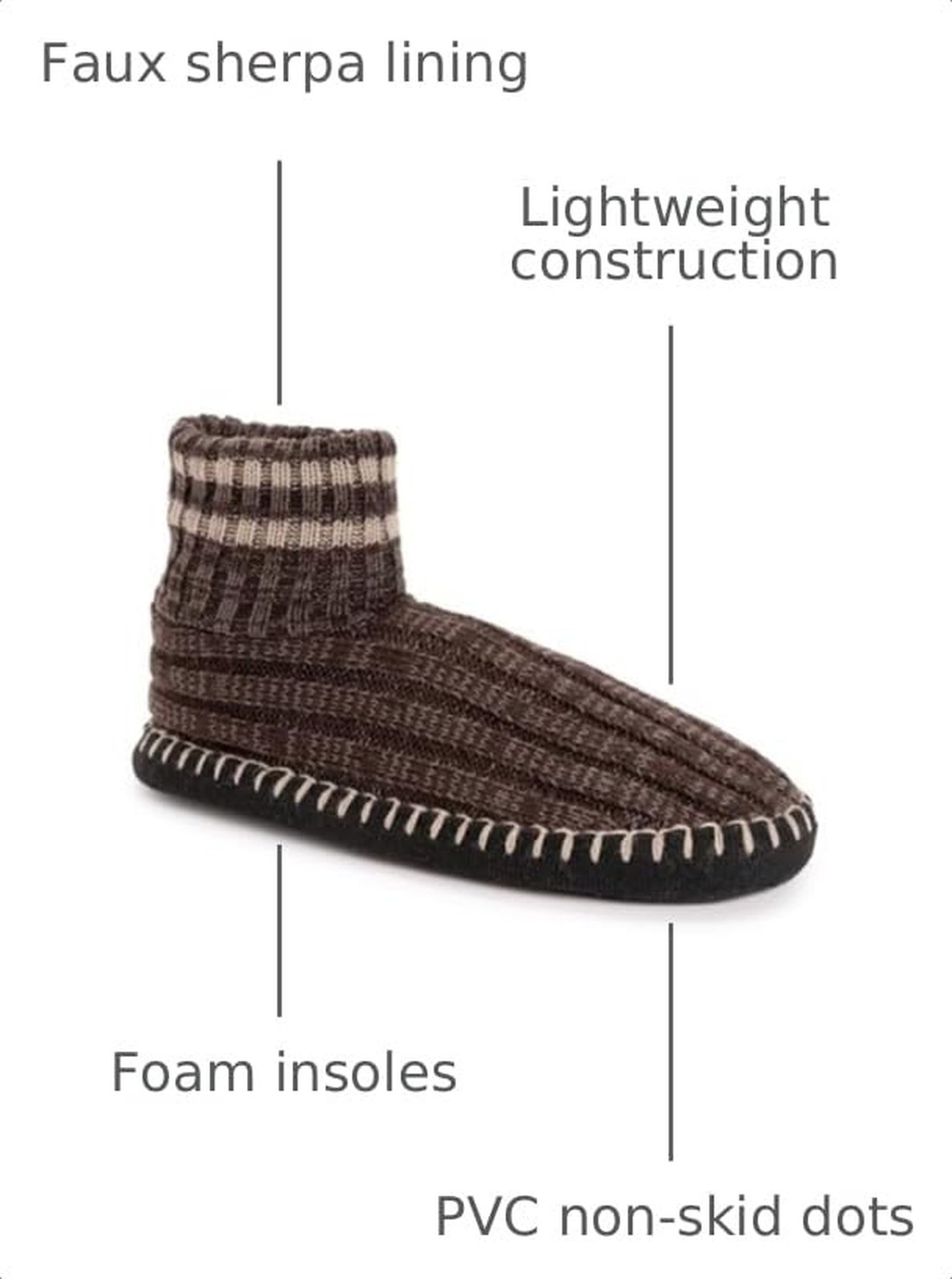 MUK LUKS Men’s Cuff Bootie Slipper Small-Medium Brown Marl