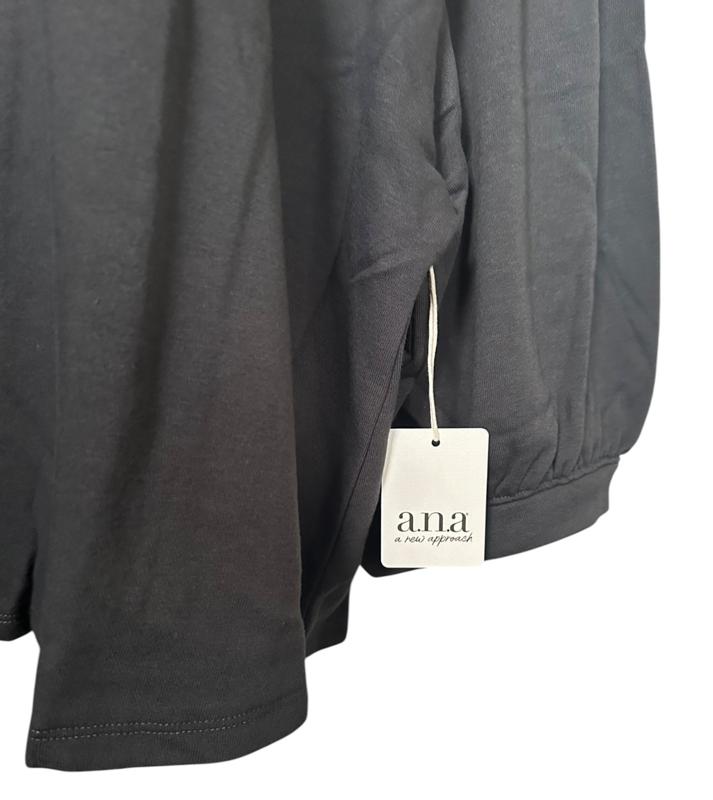 a.n.a Women’s Split Crew Neck 3/4 Sleeve Top Plus Size 3X Pirate Black