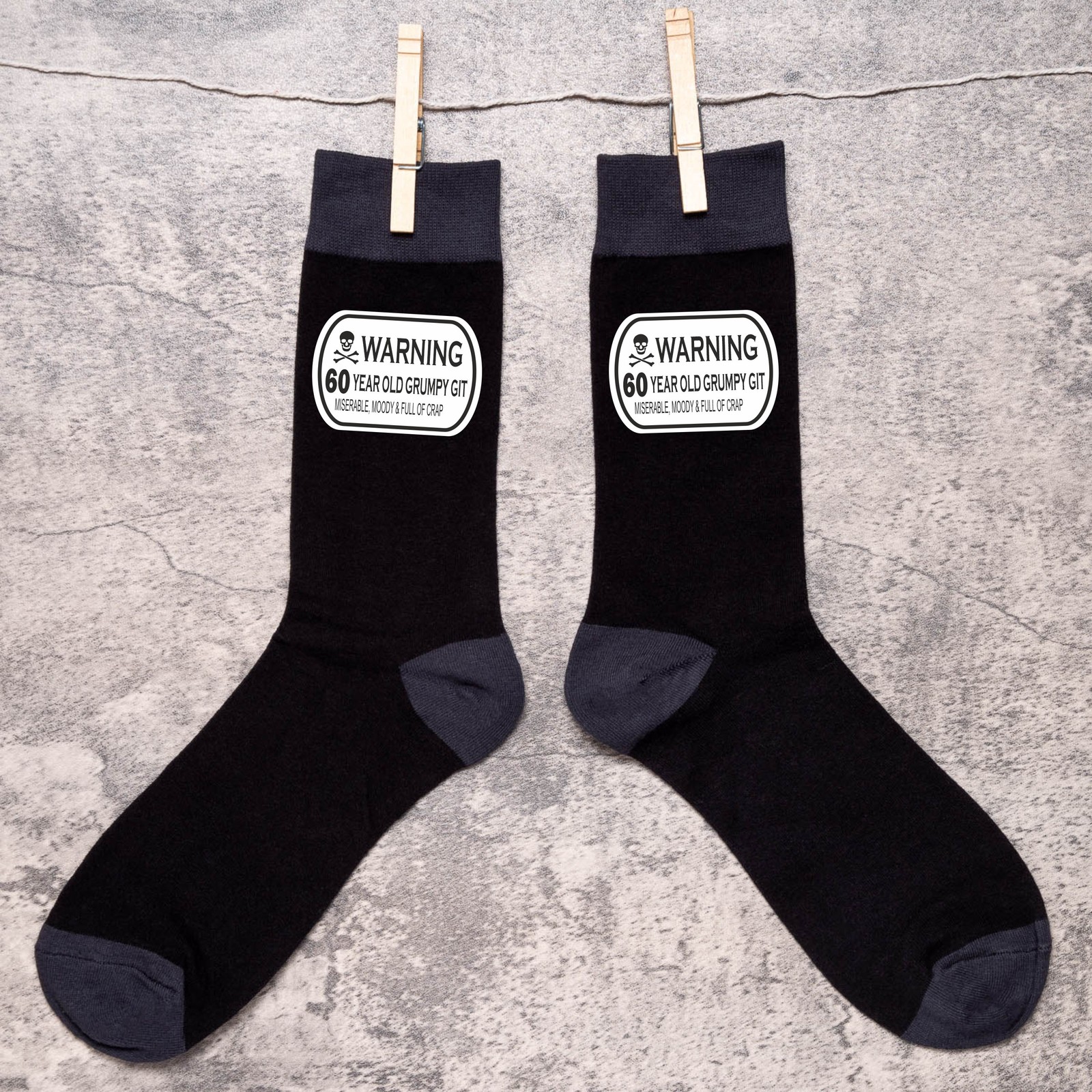 Grumpy Git 60th Men’s Black Socks Funny Joke Gift For 60 Year Old