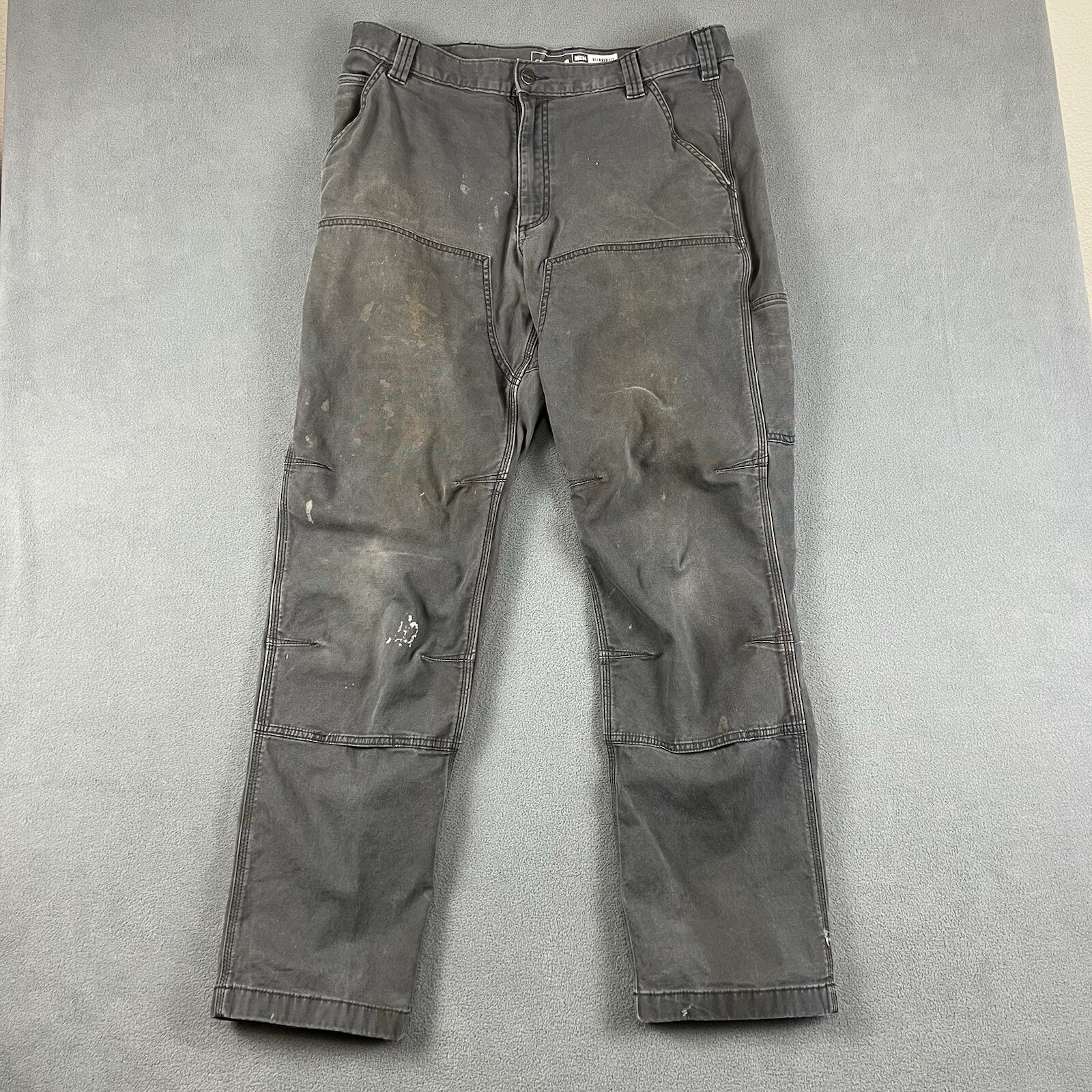 Carhartt Pants Mens 36X31 Gray Relaxed Fit Double Knee Thrashed Outdoor Workwear