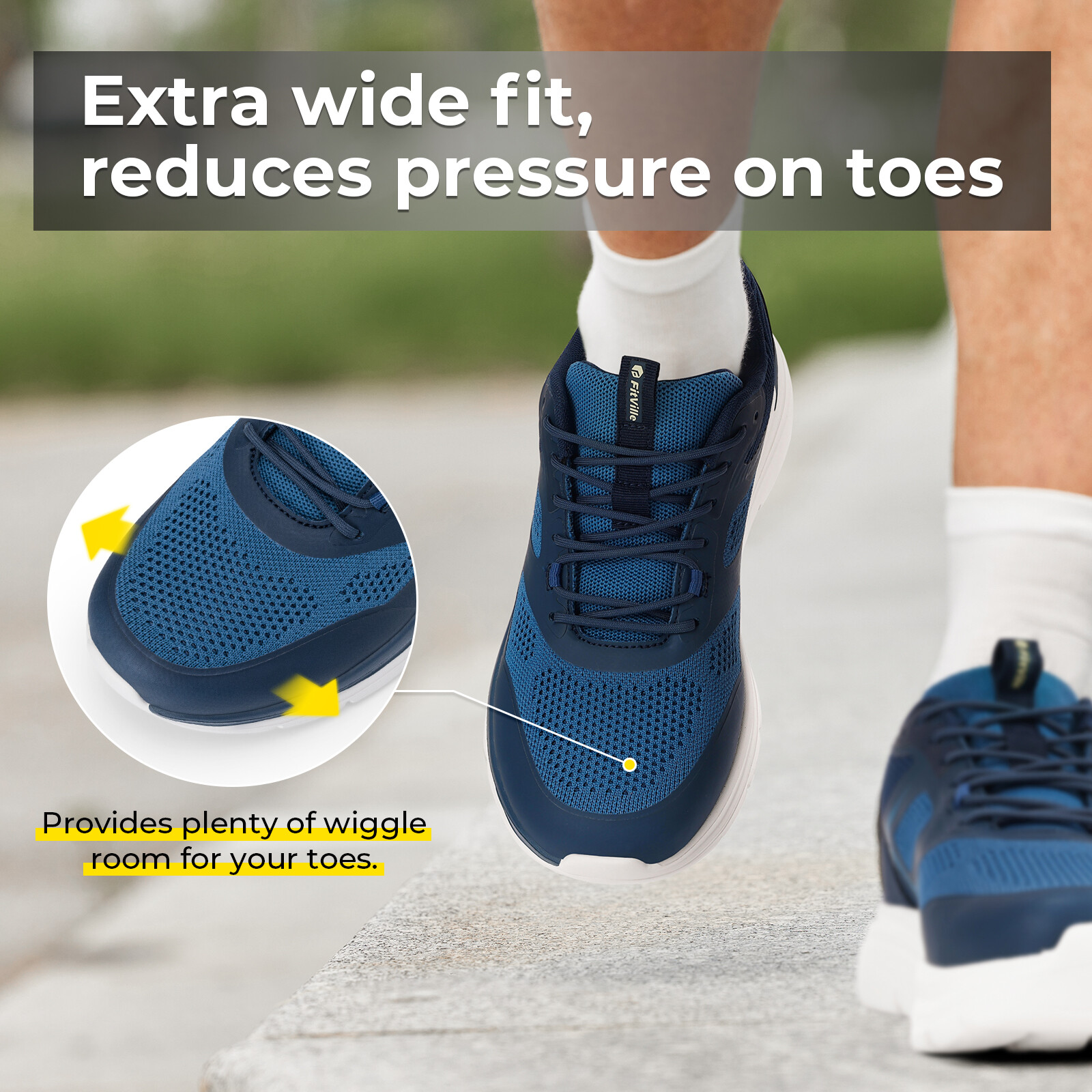 FitVille Mens Walking Shoes Lightweight Extra Wide Sneakers Cushioned Breathable