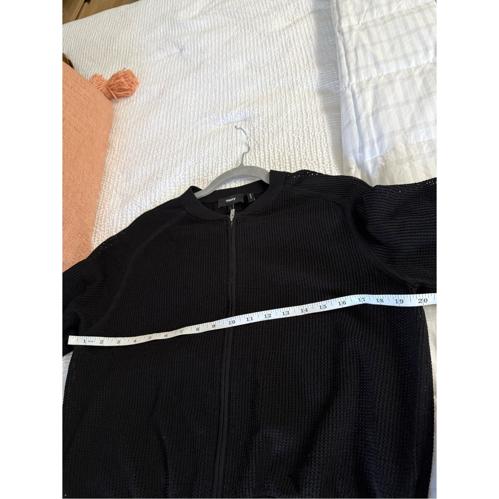 Theory Women’s Bomber Jacket Size Large Breathable Knit Black Summer Lightweight