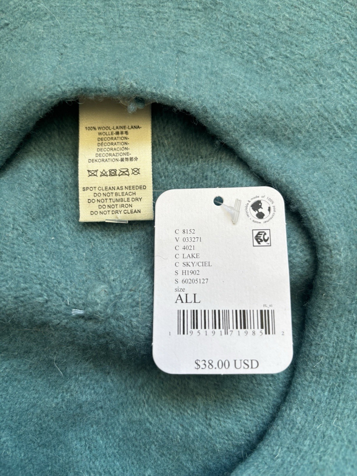 Free People Blue Wool Beret Hat One Size Solid Casual Fall Winter