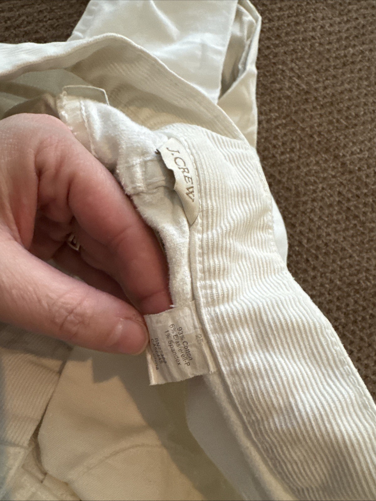 Pre-Owned Excellent Condition Size 25 J Crew White Corduroy Pants (1O)