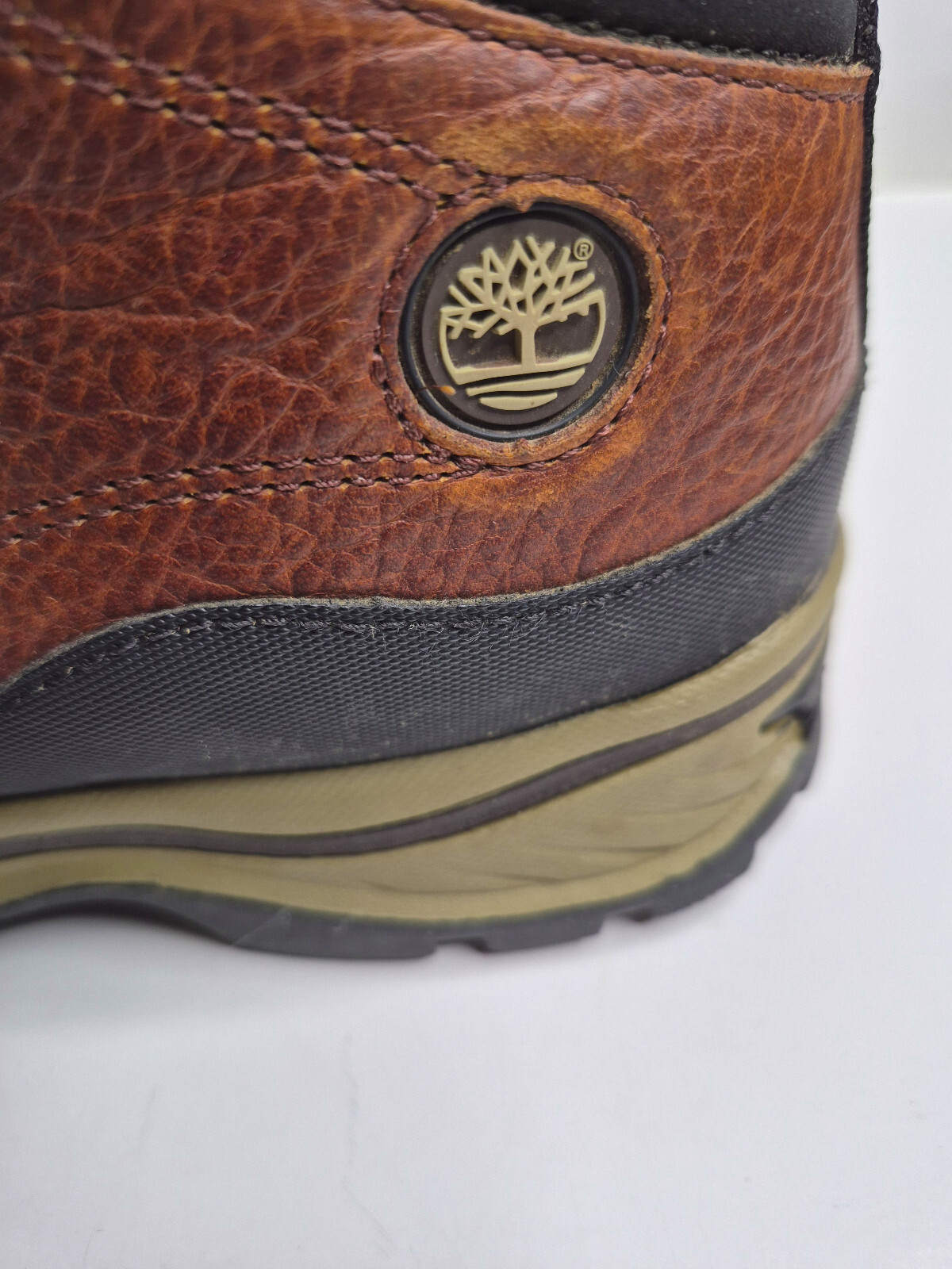 Timberland Brown Leather Boots Mid Top Lace Up Rugged Boys Size 5