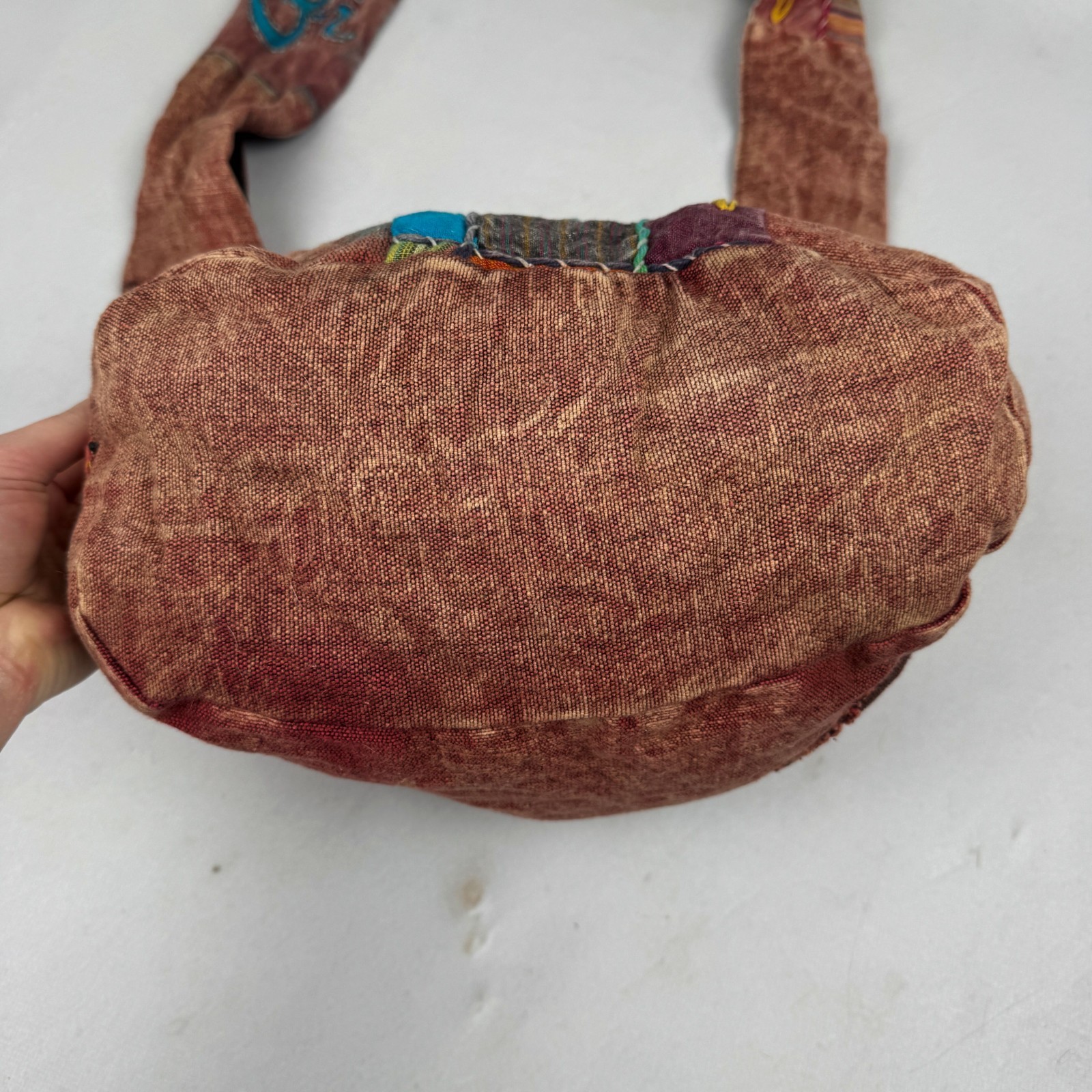 Vintage Hippie Patchwork Peace Sign Shoulder Bag Boho Festival Gypsy Tote