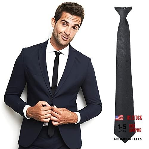 Yolev Men’s Clip On Ties 20 Inches Solid Color Clip-on Neckties 1pcs Black Ties