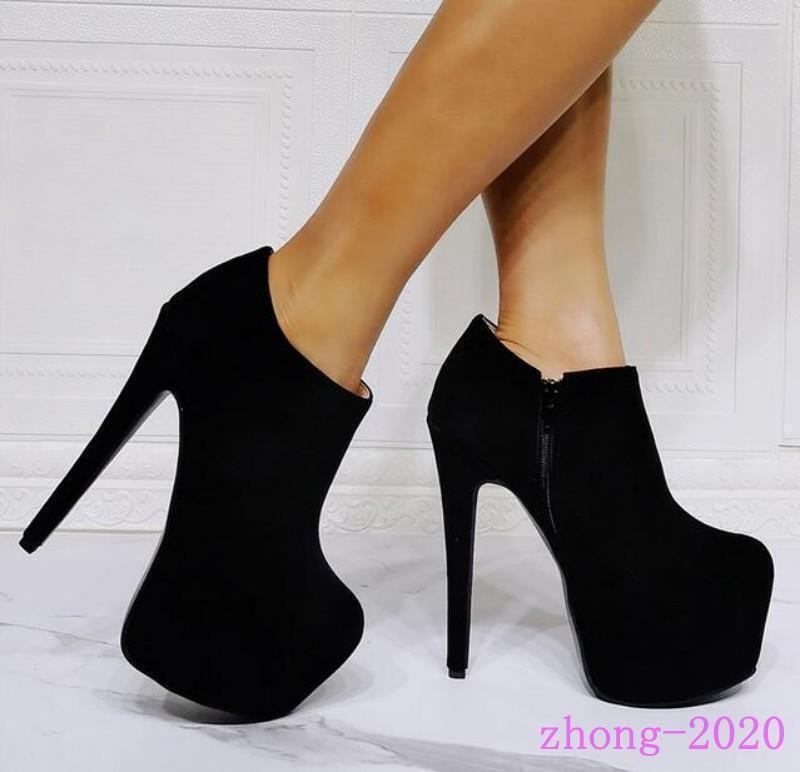 Women’s Platform High Heels Side Zip Faux Suede Shoes Nightclub Sexy Casual Prom