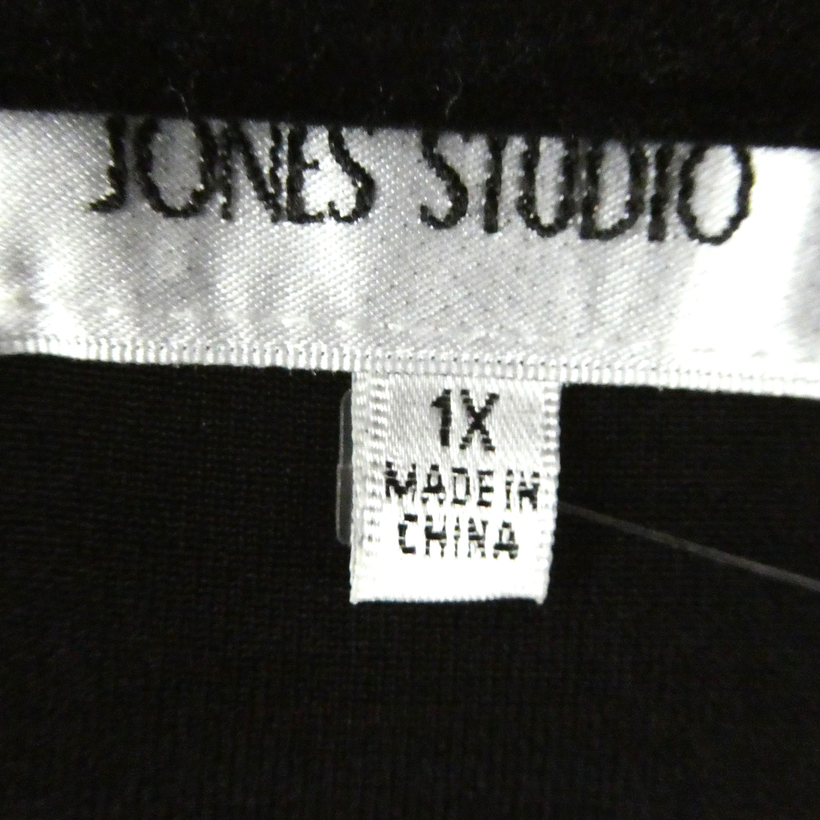 Jones Studio Metallic Blouse Womens 1X Black Cowl Neck Dolman Tunic Party Holida