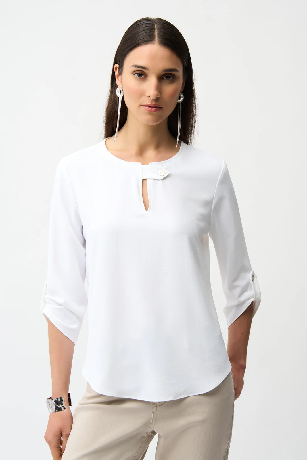 Joseph Ribkoff Keyhole Neck 3/4 Sleeves Boxy Top 261036