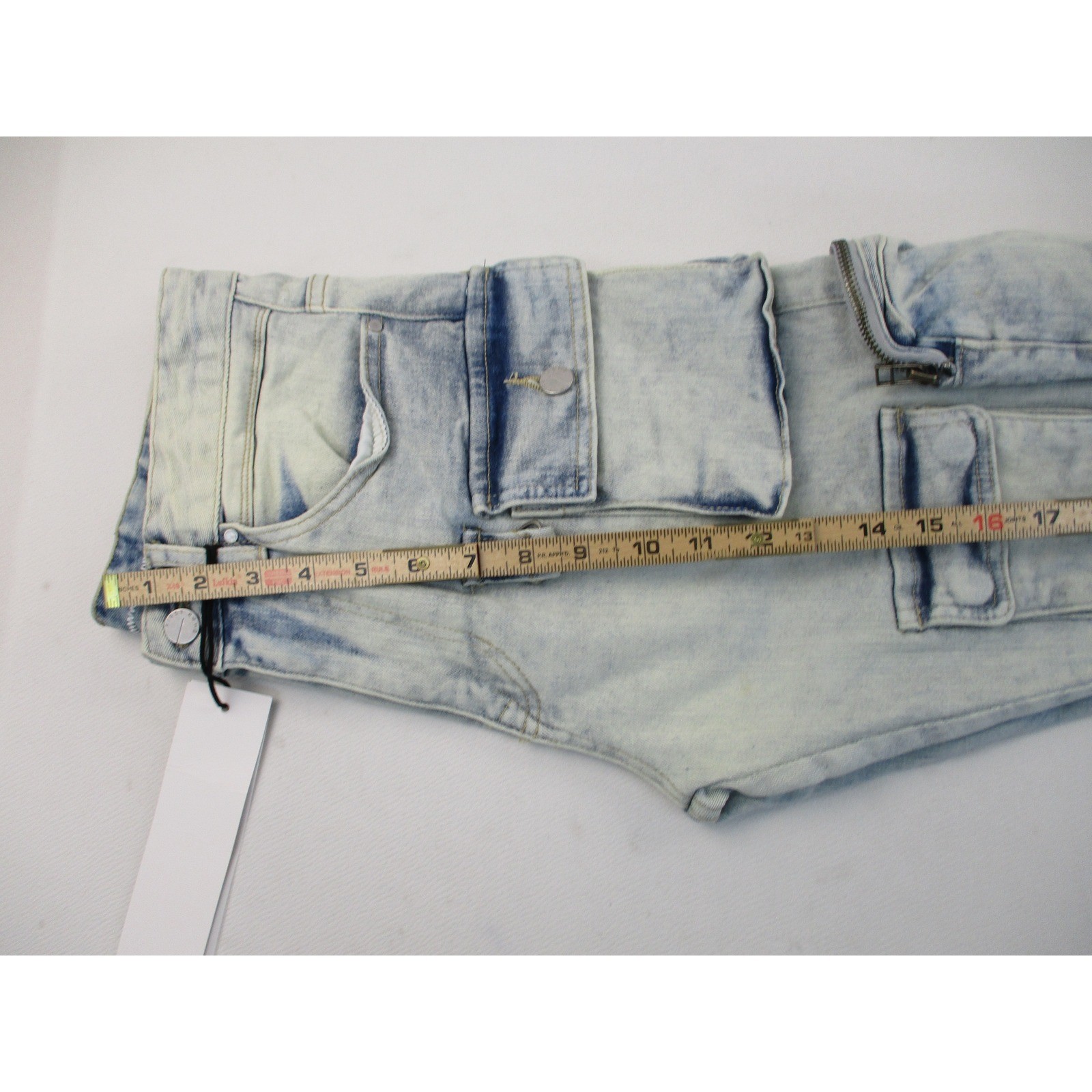 First Row Cargo Jeans Mens 30×32 Light Wash Denim Utility Pocket Streetwear