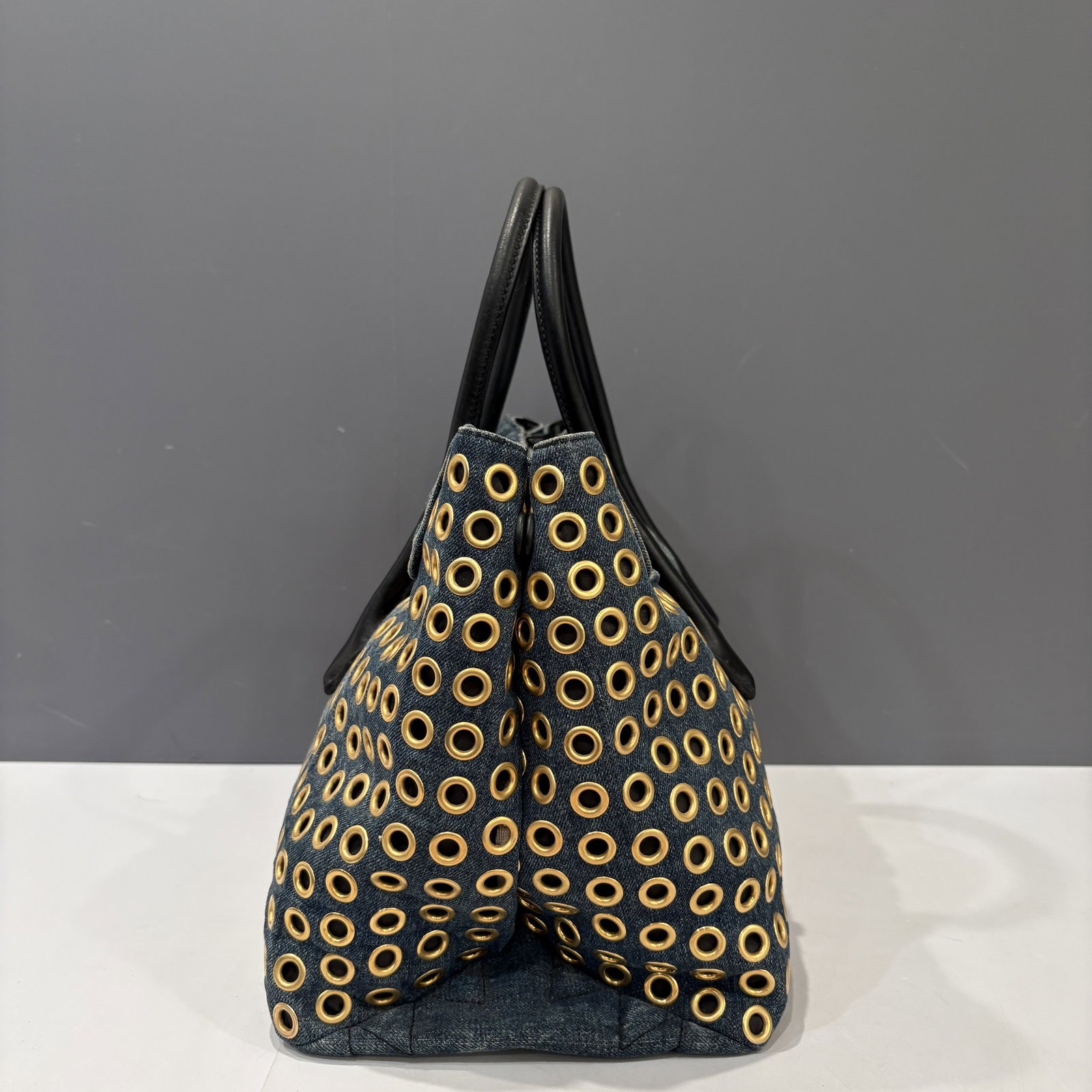 Miu Miu Eyelet Two Way Bag Blue Denim (ya041226a8)