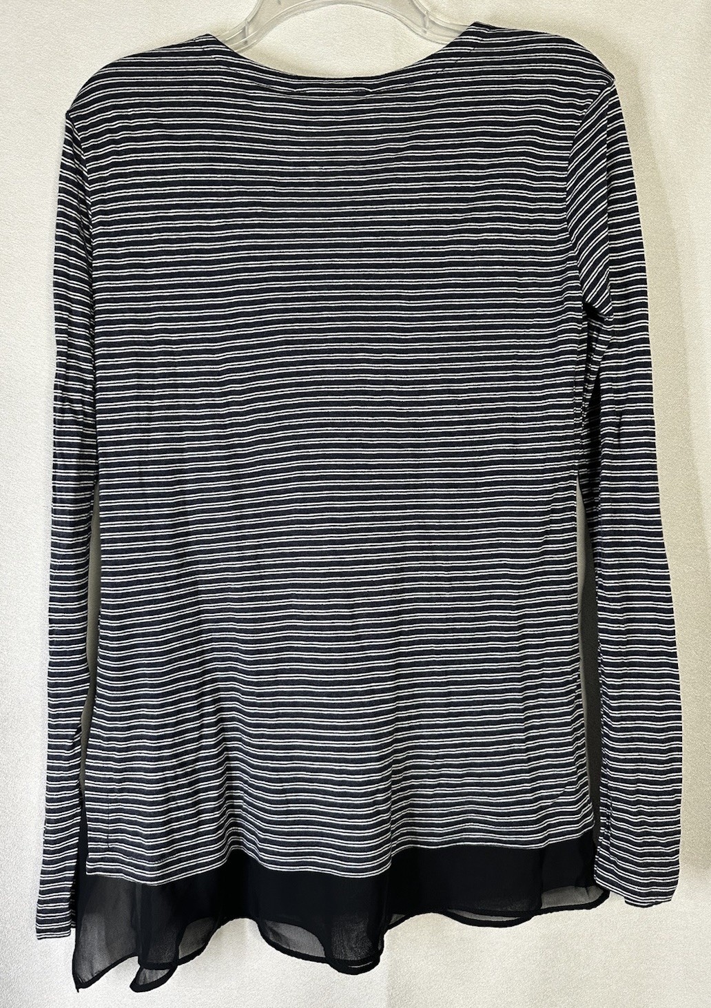 NWT AllSaints Miro Long Sleeve Ink/Chalk Stripe Tee MSRP $105 Viscose Wool Sz 0