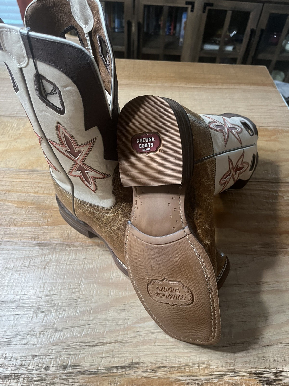 NOCONA Men’s Size 8.5 D Square Toe Vintage Tan Crackerjack Western Boots unused
