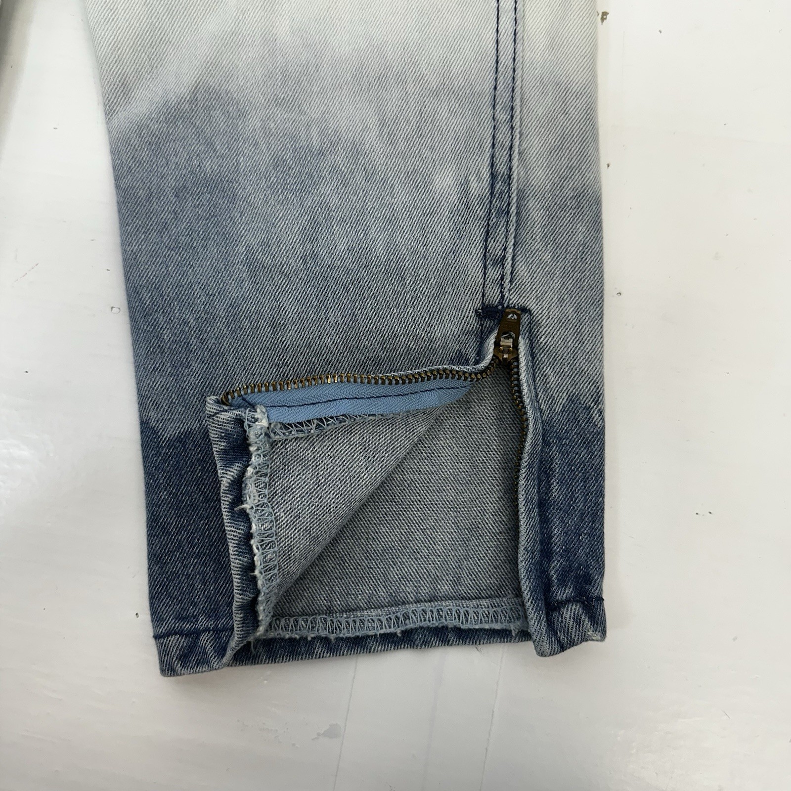 VTG 80s Dip Dye High Rise Tapered Leg Zip Ankle Ombré Denim Hong Kong 12 READ