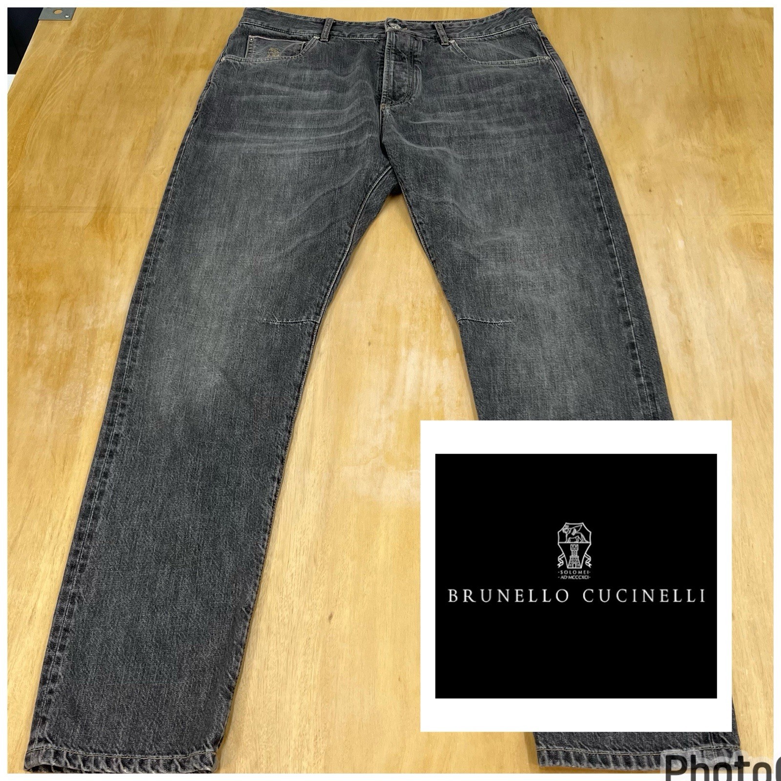 Brunello Cucinelli Jeans Mens 34×31 Leisure Fit Tapered Leg Selvedge Denim Gray